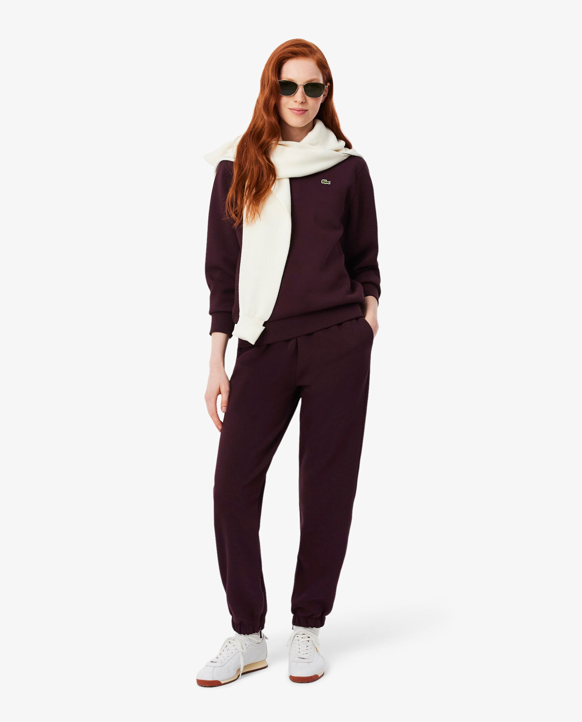 Sudadera de mujer de cuello redondo de piqué de corte holgado - Lacoste - Marrón Marrón-4