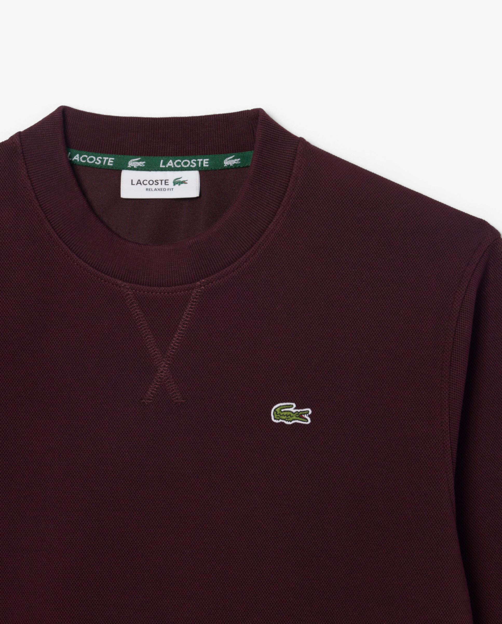 Sudadera de mujer de cuello redondo de piqué de corte holgado - Lacoste - Marrón Marrón-5