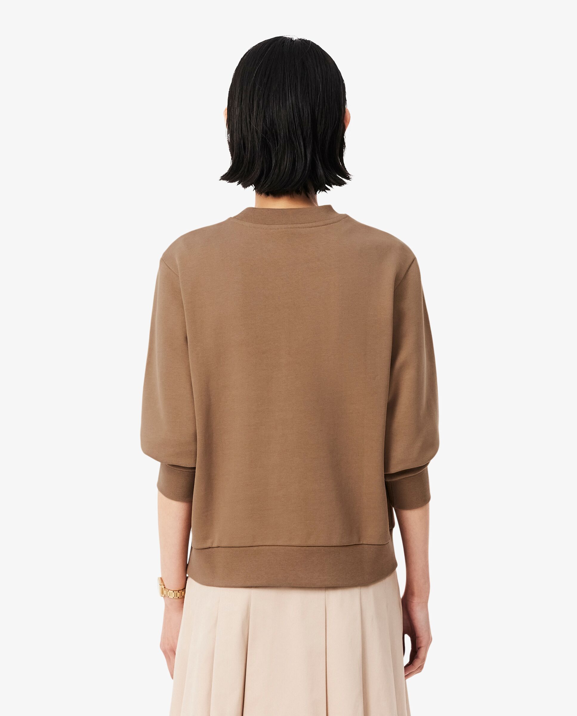 Sudadera de mujer de cuello redondo de felpa de corte holgado - Lacoste - Marrón Marrón-2