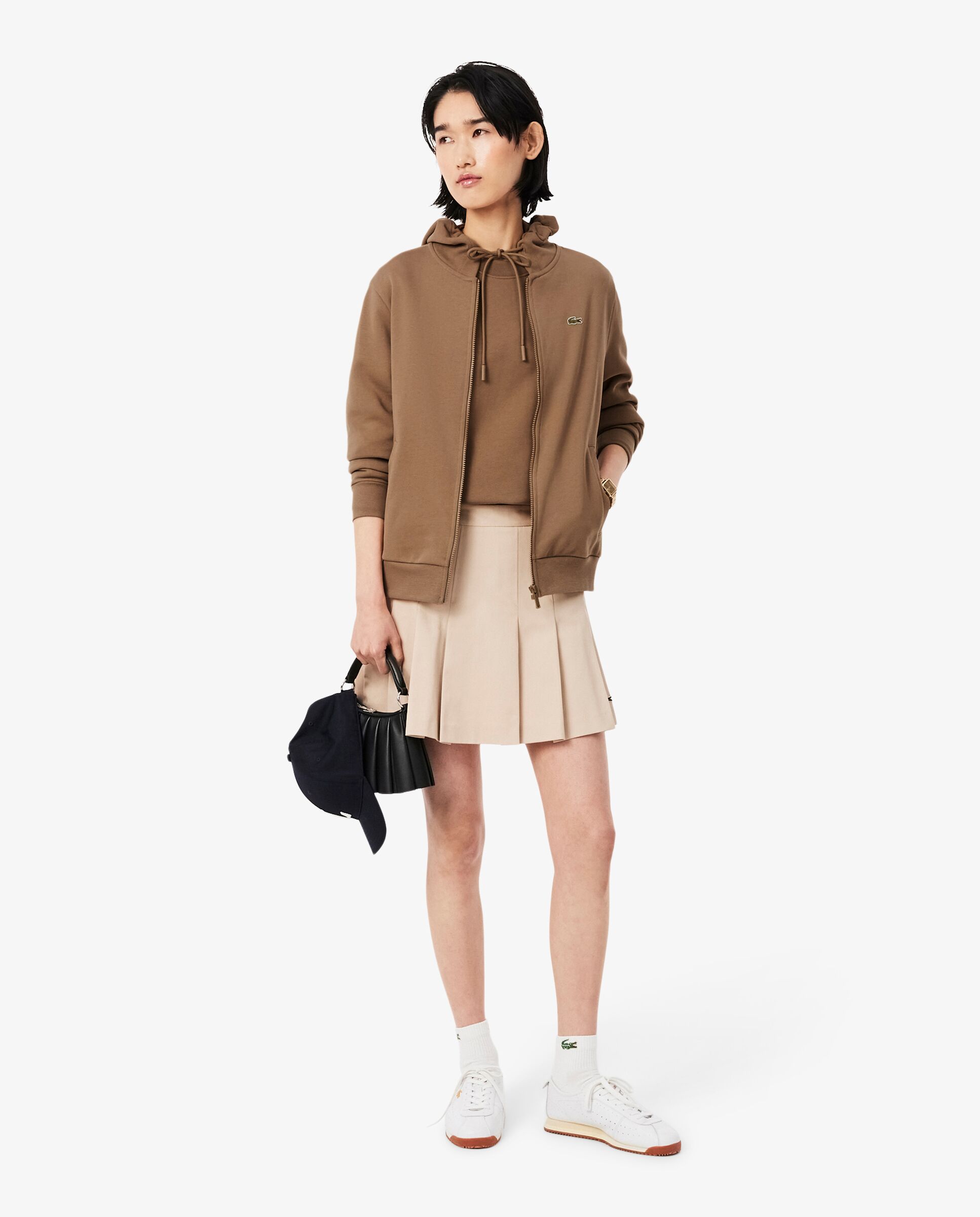Sudadera de mujer de cuello redondo de felpa de corte holgado - Lacoste - Marrón Marrón-4