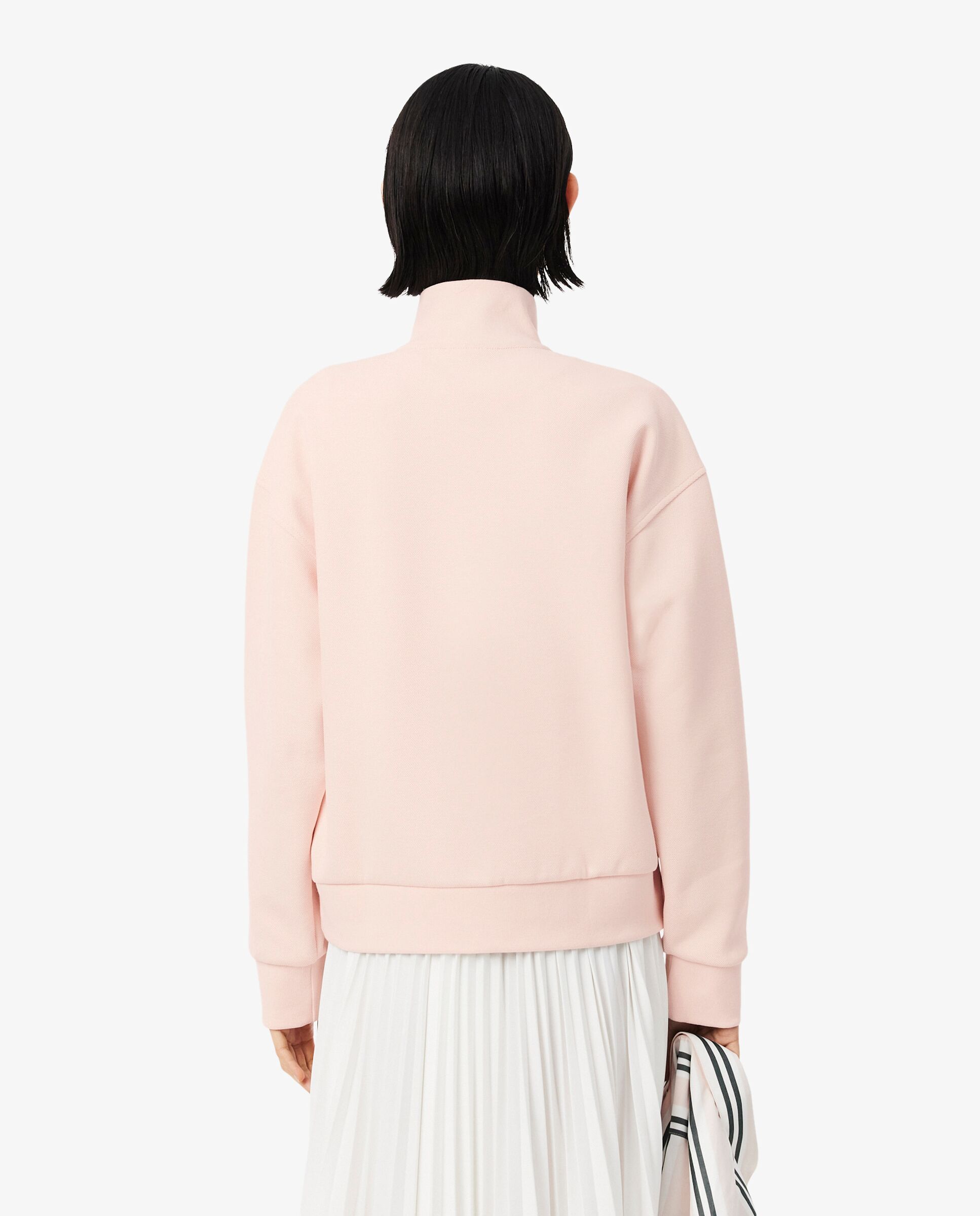 Sudadera de mujer de piqué de cuello alto con cremallera en blanco - Lacoste - Rosa Rosa-2