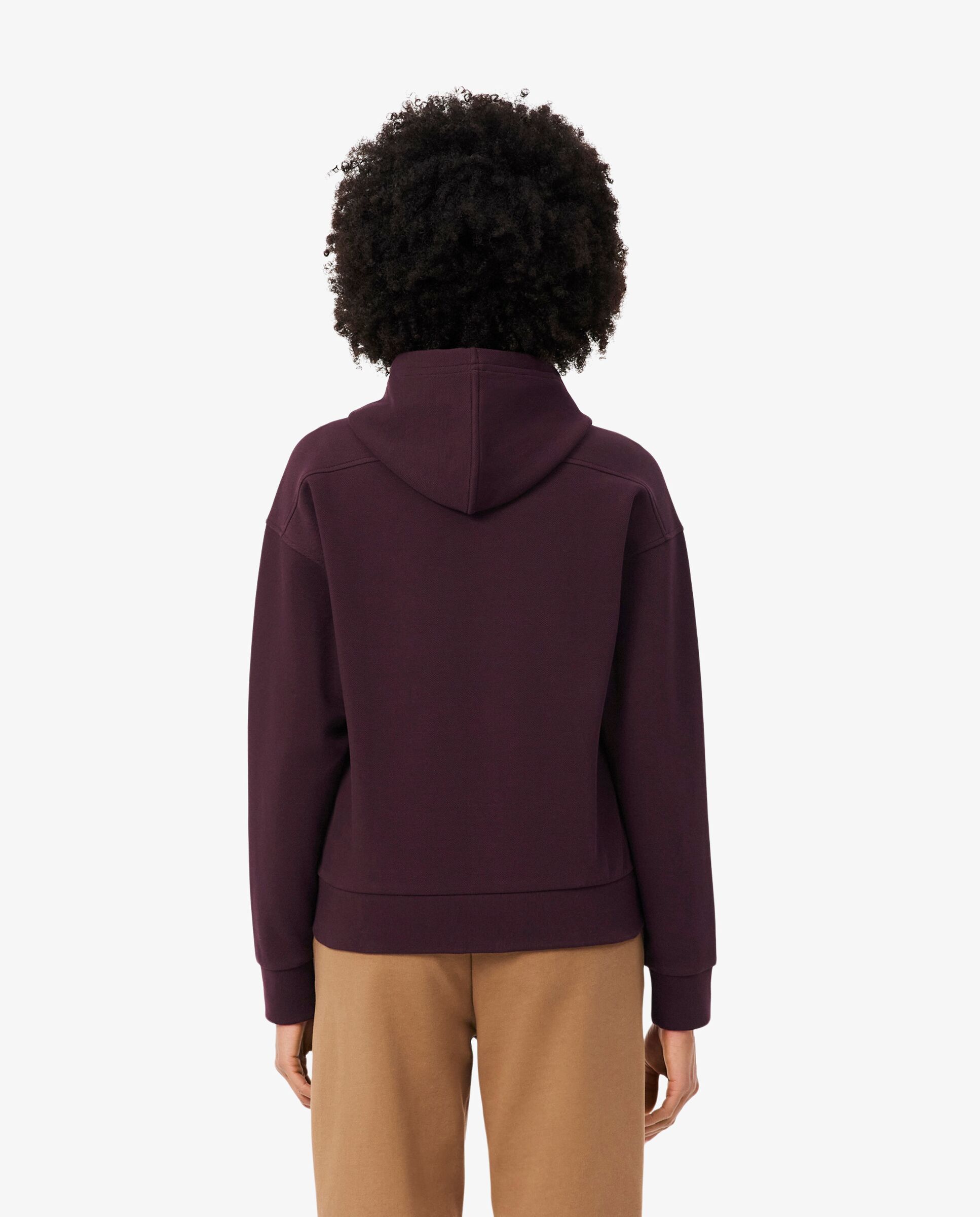 Sudadera de mujer con capucha de piqué con cremallera en blanco - Lacoste - Marrón Marrón-2