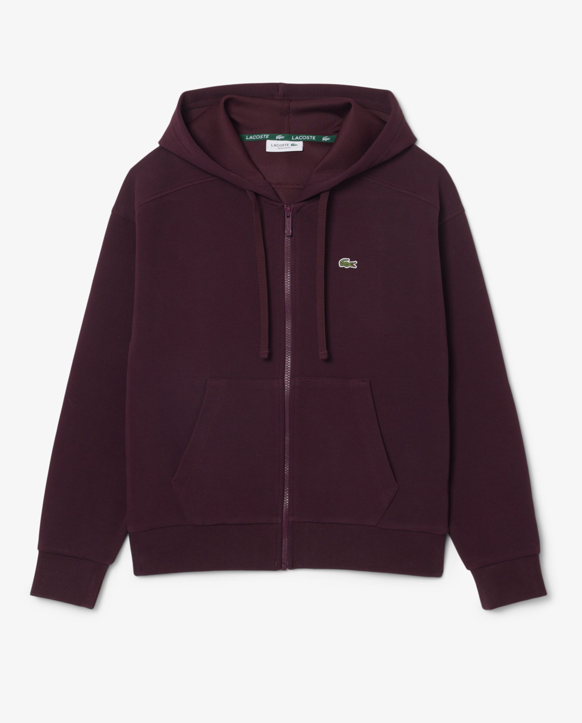 Sudadera de mujer con capucha de piqué con cremallera en blanco - Lacoste - Marrón Marrón-6