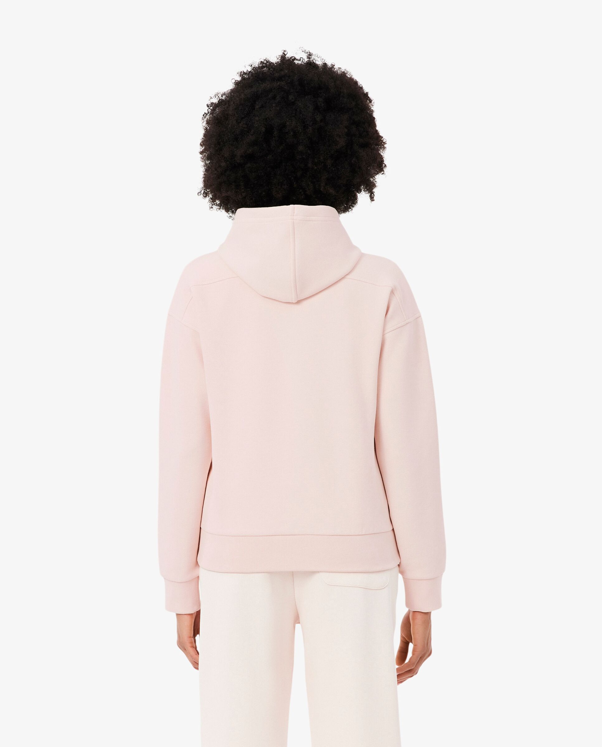 Sudadera de mujer con capucha de piqué con cremallera en blanco - Lacoste - Rosa Rosa-2