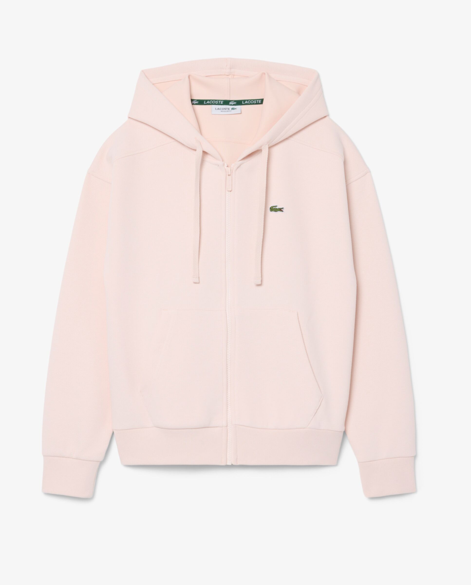 Sudadera de mujer con capucha de piqué con cremallera en blanco - Lacoste - Rosa Rosa-6