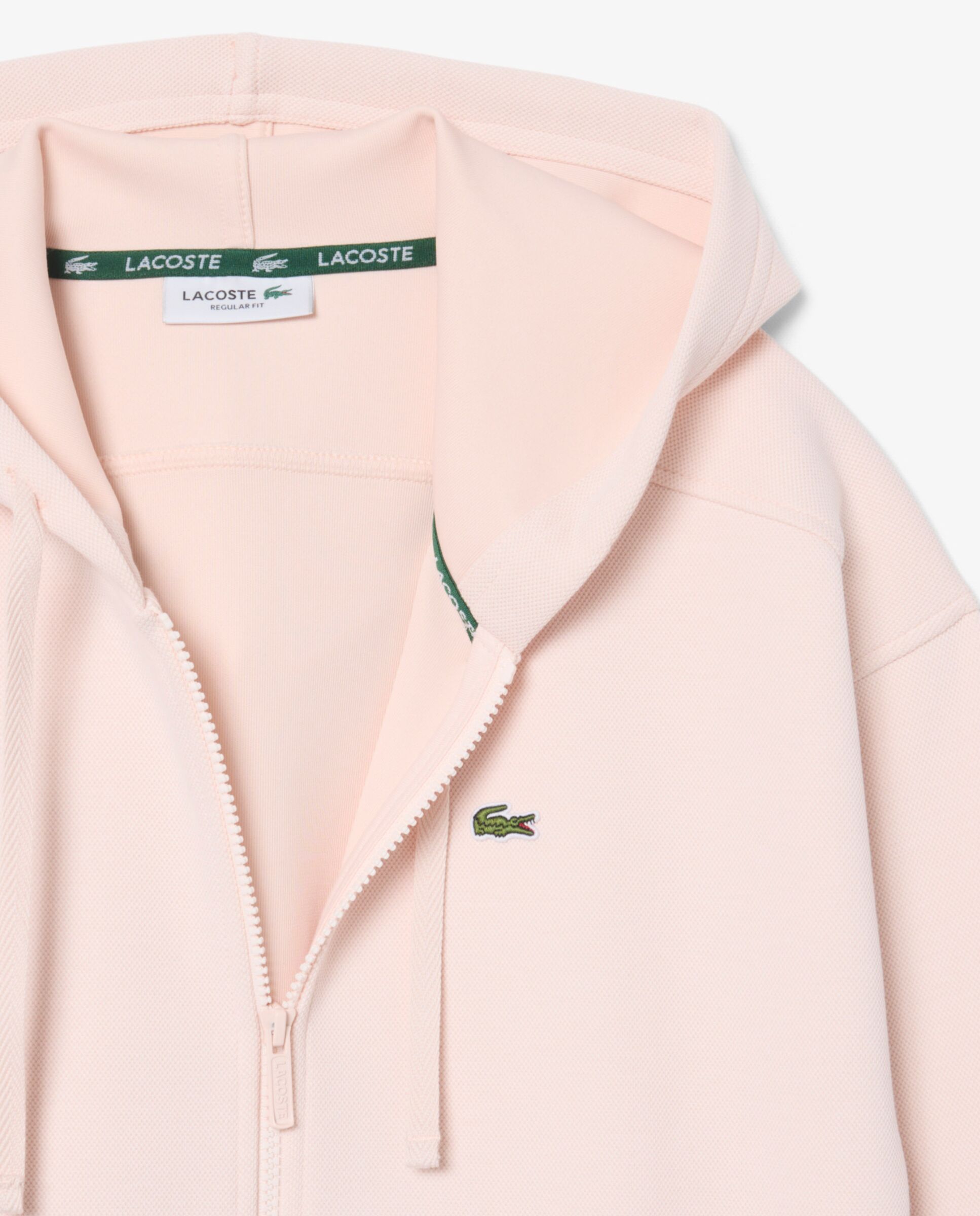 Sudadera de mujer con capucha de piqué con cremallera en blanco - Lacoste - Rosa Rosa-5