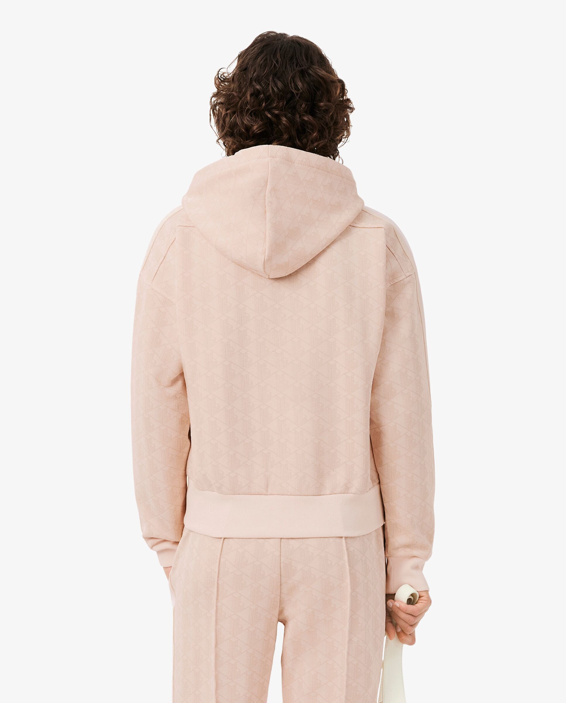 Sudadera de mujer con capucha de jacquard con monograma - Lacoste - Rosa Rosa-2
