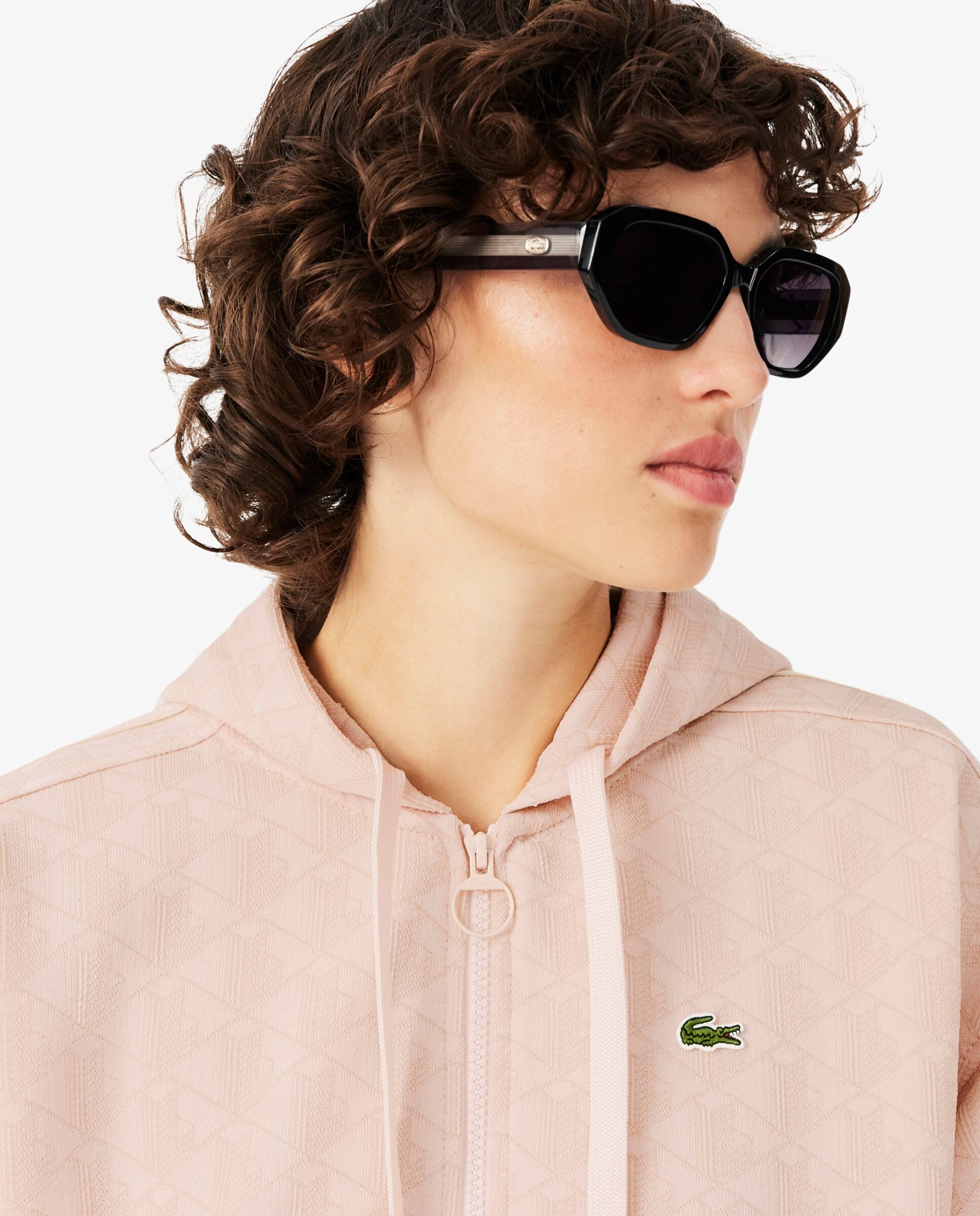 Sudadera de mujer con capucha de jacquard con monograma - Lacoste - Rosa Rosa-3
