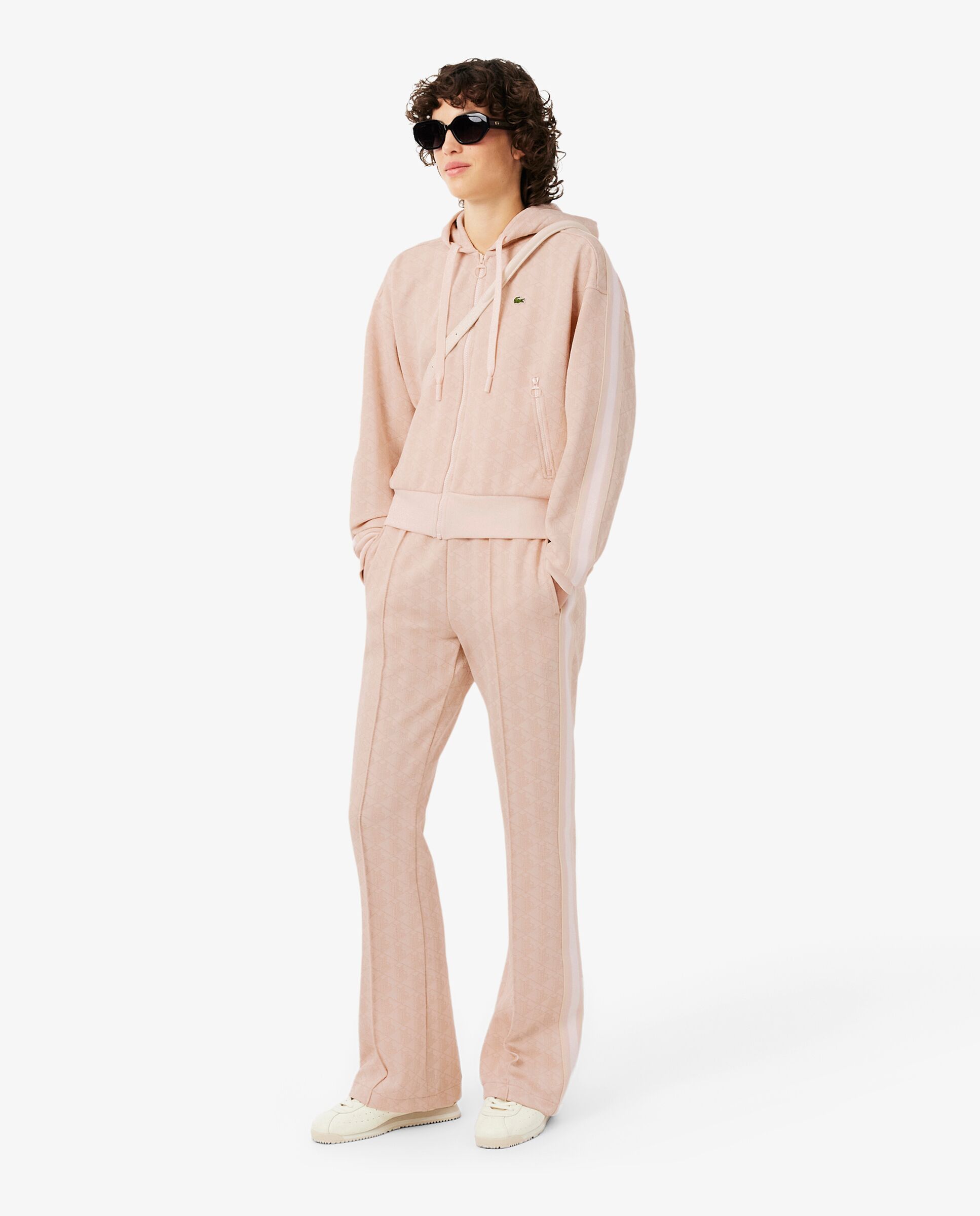 Sudadera de mujer con capucha de jacquard con monograma - Lacoste - Rosa Rosa-4
