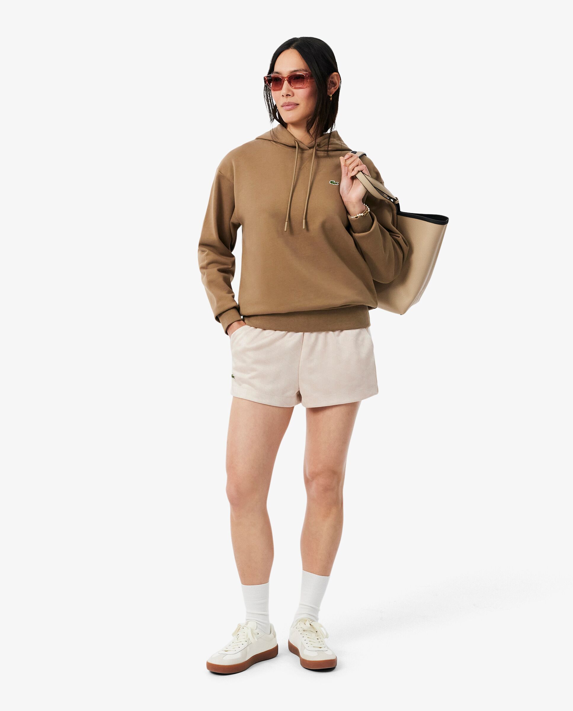 Sudadera de mujer con capucha de felpa oversized - Lacoste - Marrón Marrón-4