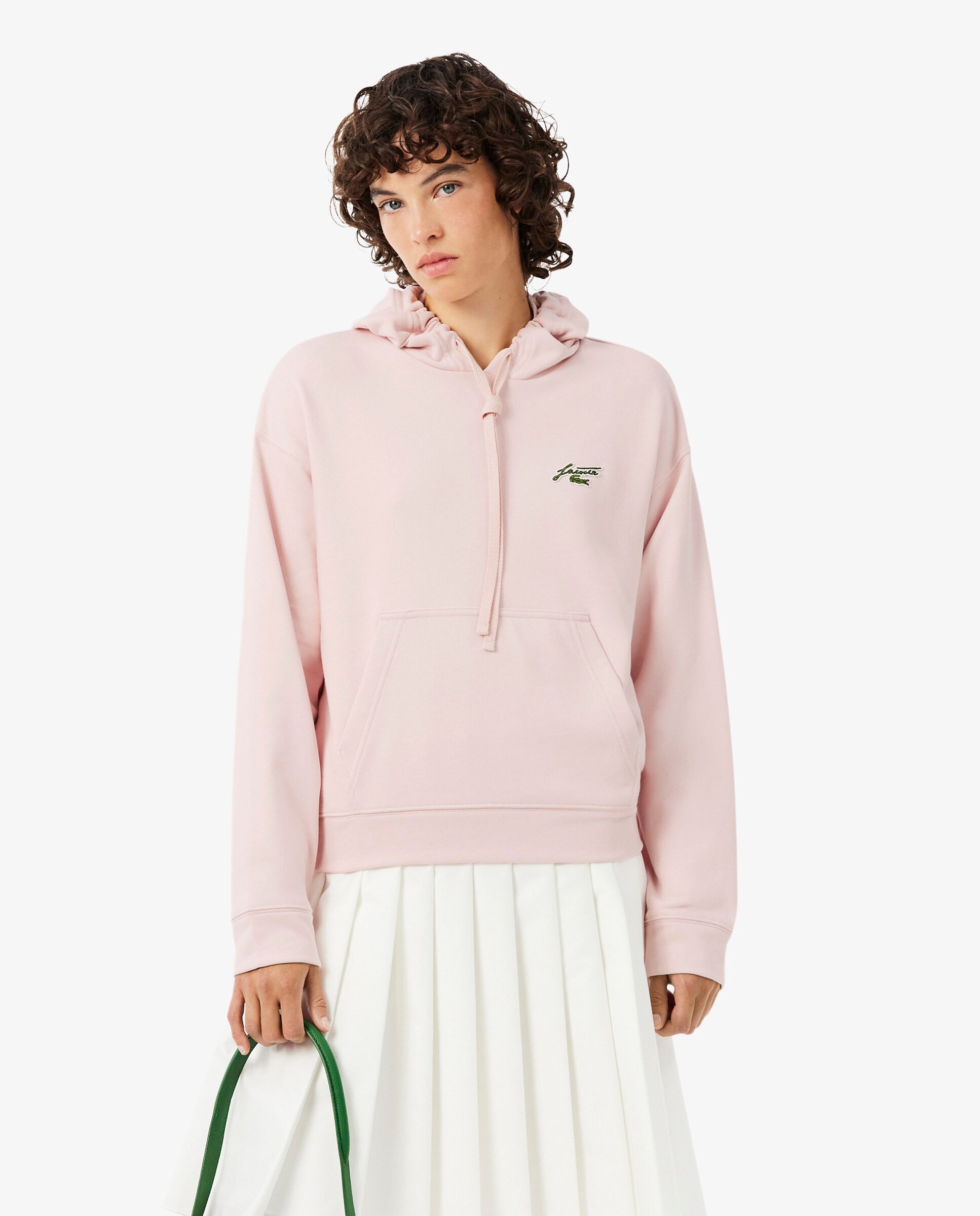 Sudadera de mujer con capucha de felpa con insignia en - Lacoste - Rosa Rosa-1