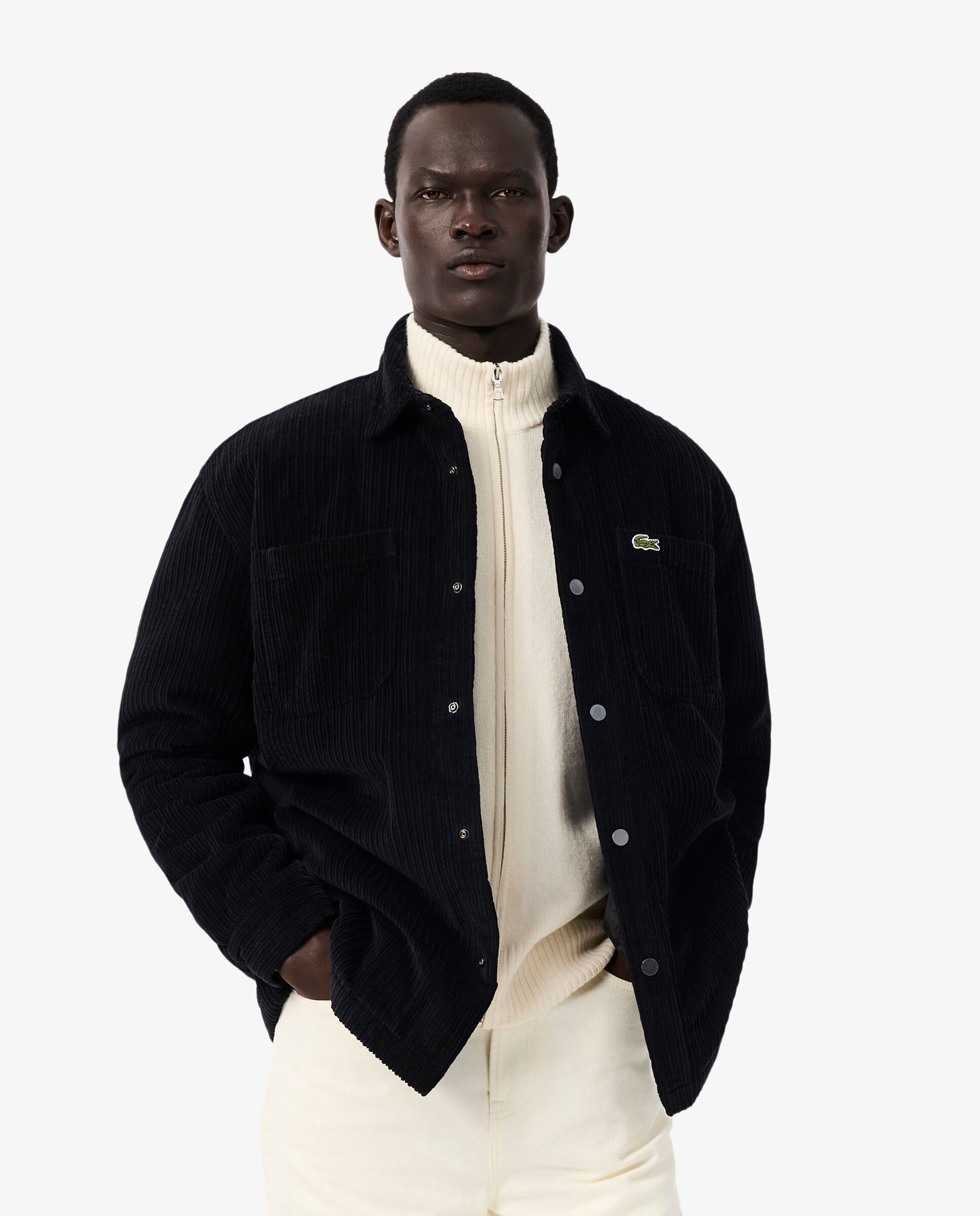 Sobrecamisa de hombre de pana acolchada en negro de manga larga - Lacoste - Negro Negro-1