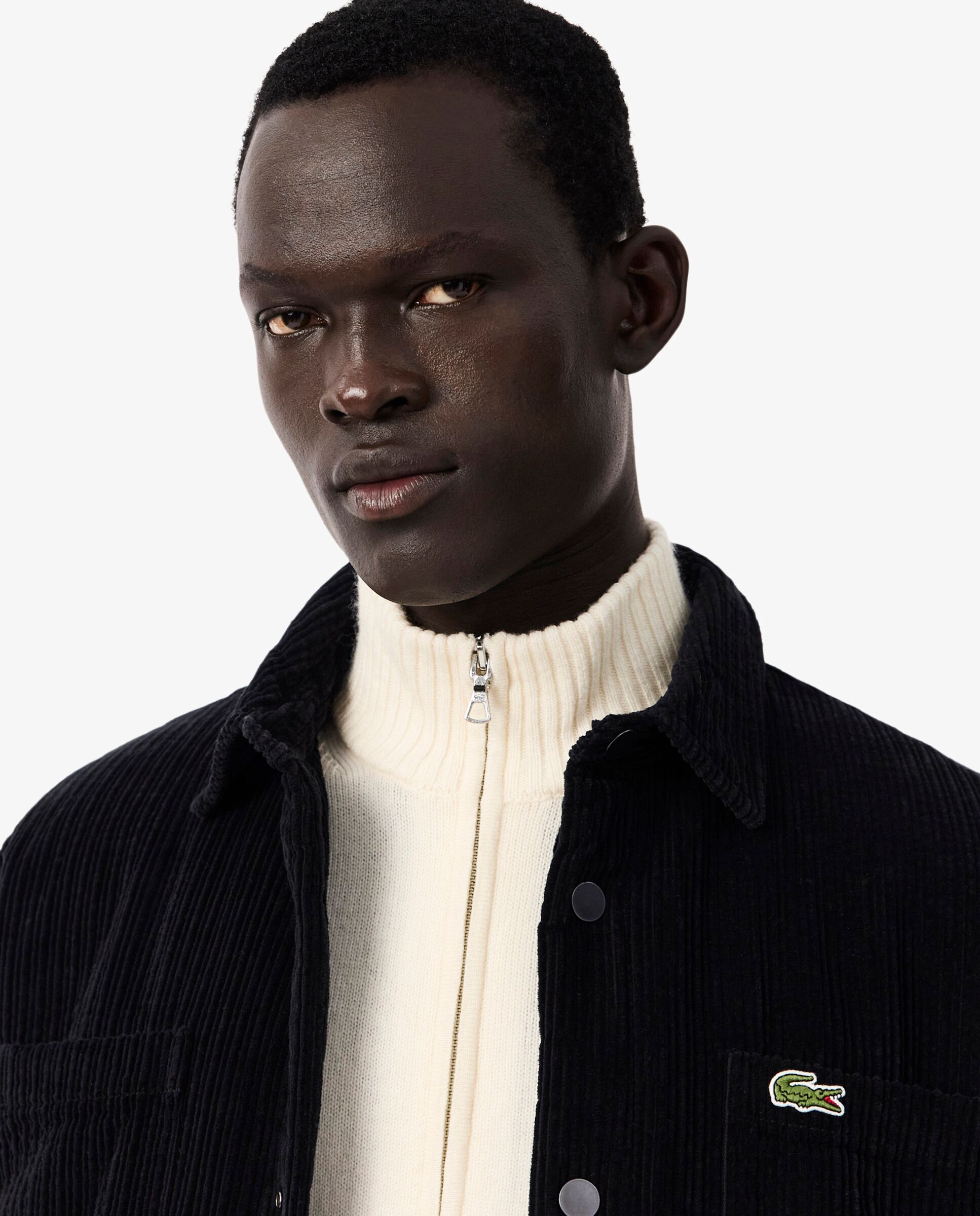 Sobrecamisa de hombre de pana acolchada en negro de manga larga - Lacoste - Negro Negro-3