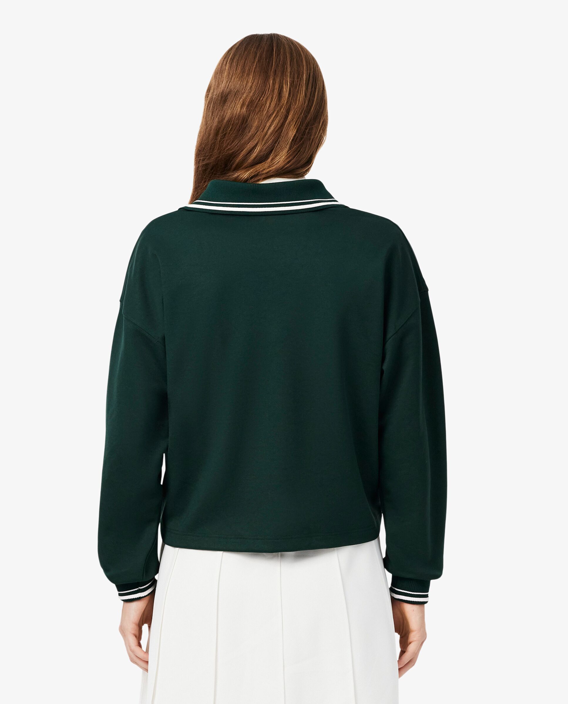 Sudadera de mujer oversize con cuello de polo de mujer y bordado en - Lacoste - Verde Verde-2