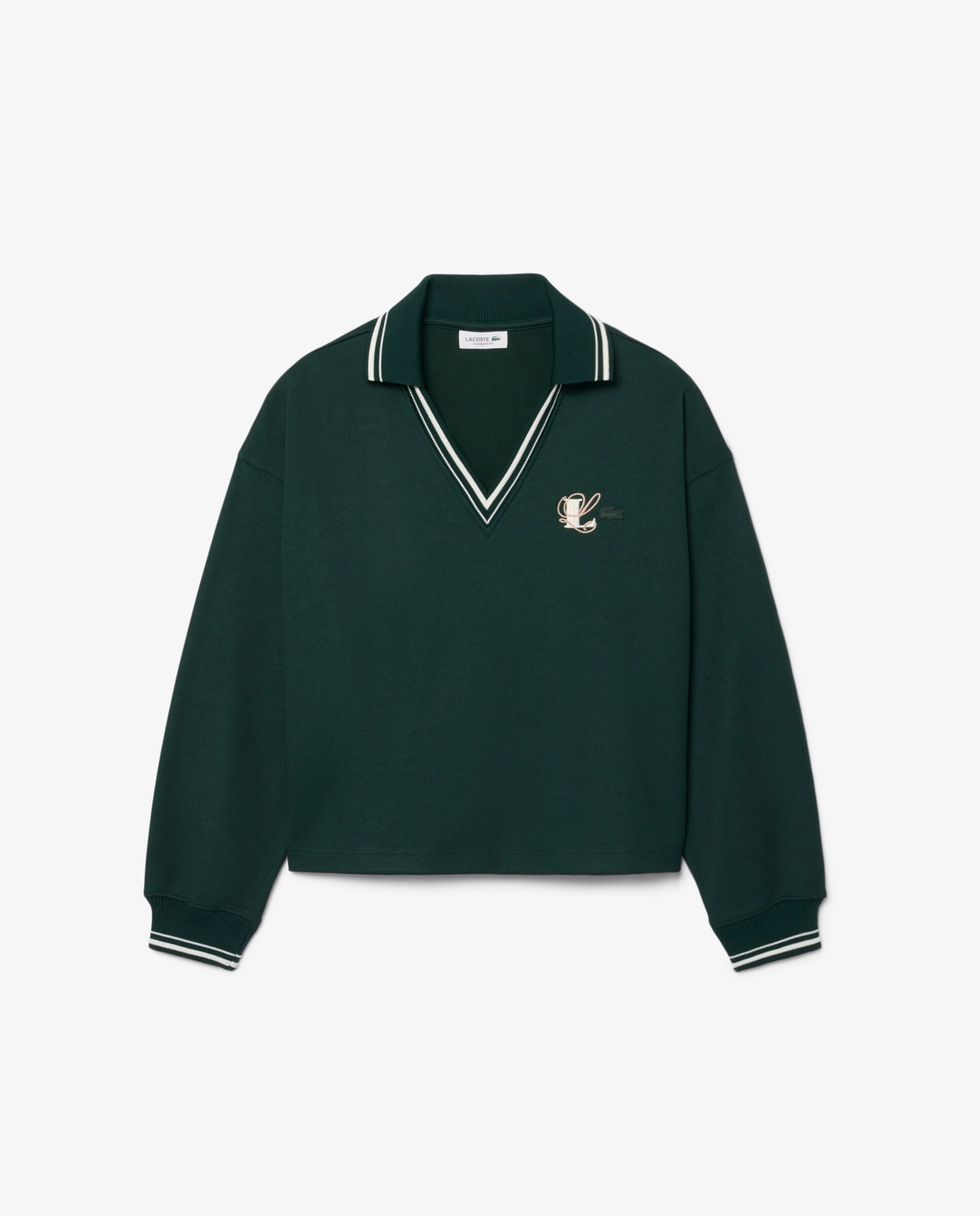 Sudadera de mujer oversize con cuello de polo de mujer y bordado en - Lacoste - Verde Verde-6