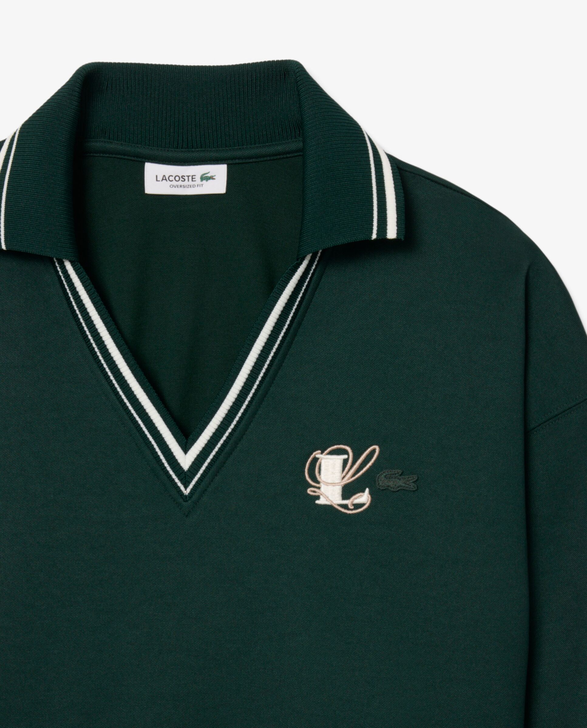 Sudadera de mujer oversize con cuello de polo de mujer y bordado en - Lacoste - Verde Verde-5