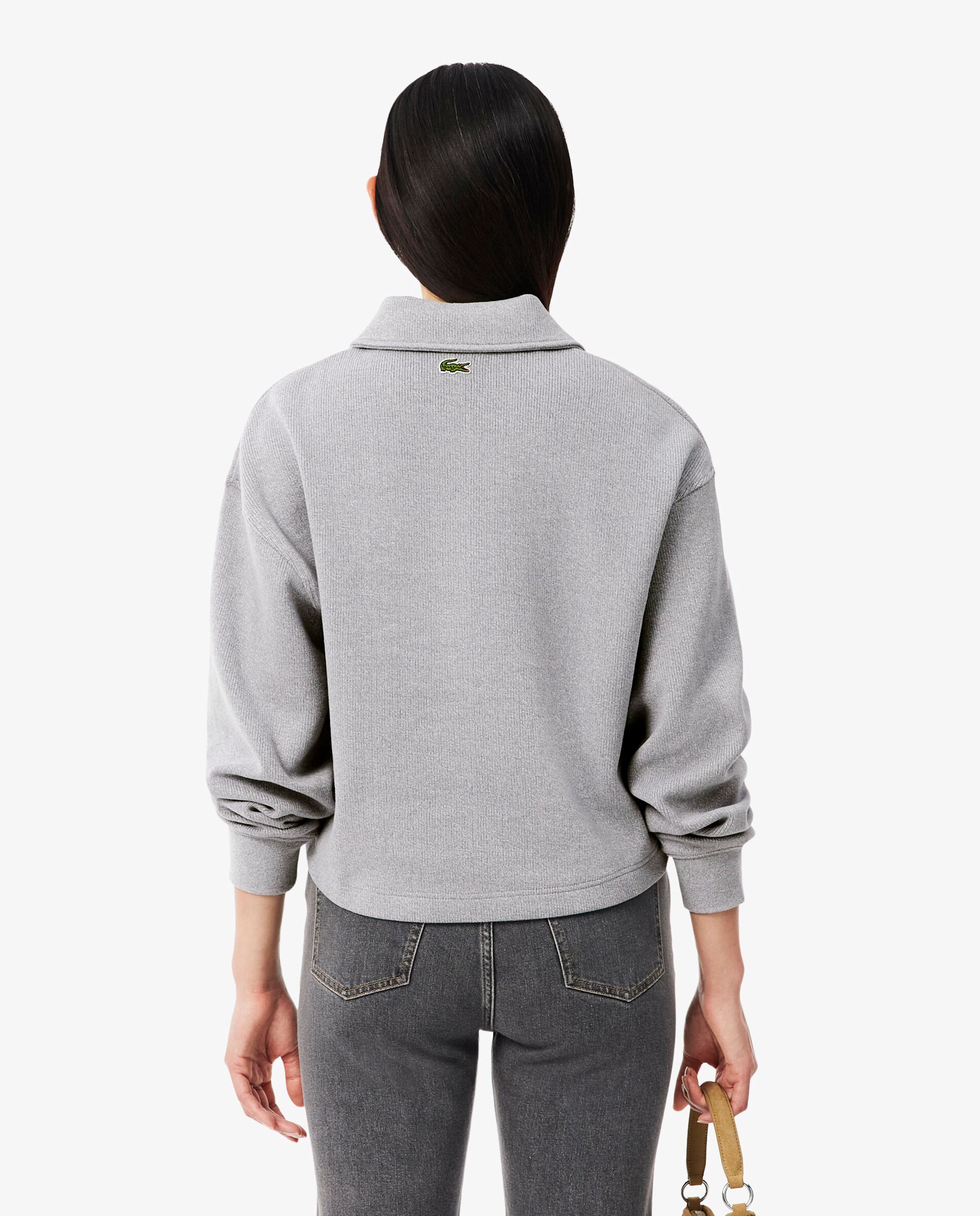 Sudadera de mujer oversize de cuello de polo de mujer de canalé en negro - Lacoste - Gris oscuro Gris oscuro-2