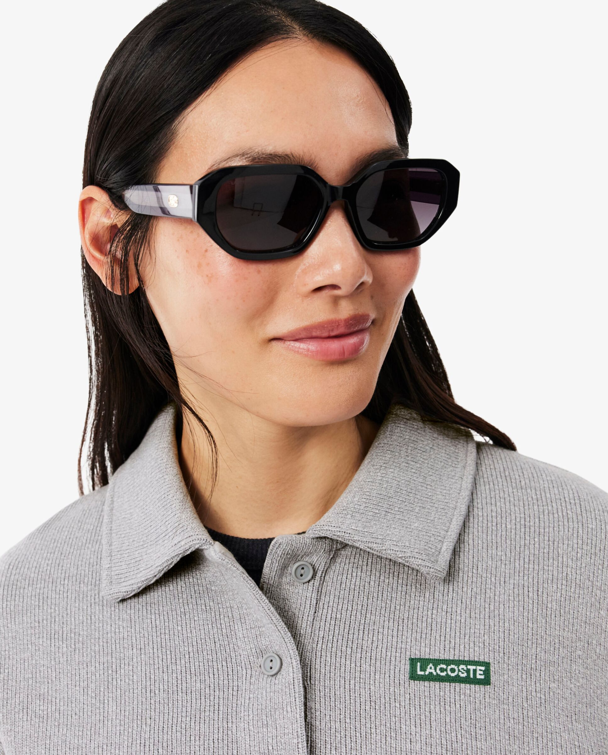 Sudadera de mujer oversize de cuello de polo de mujer de canalé en negro - Lacoste - Gris oscuro Gris oscuro-3