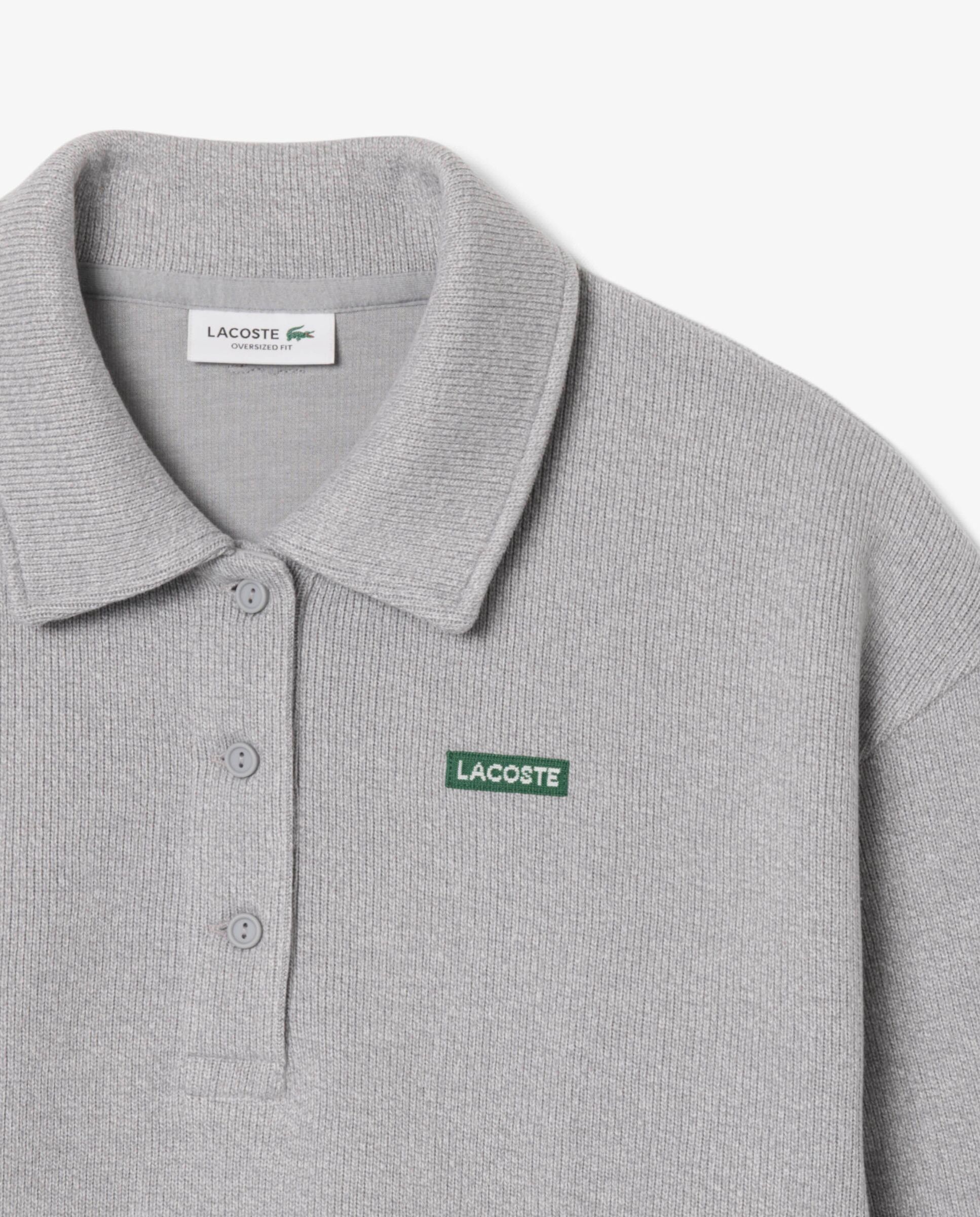 Sudadera de mujer oversize de cuello de polo de mujer de canalé en negro - Lacoste - Gris oscuro Gris oscuro-5