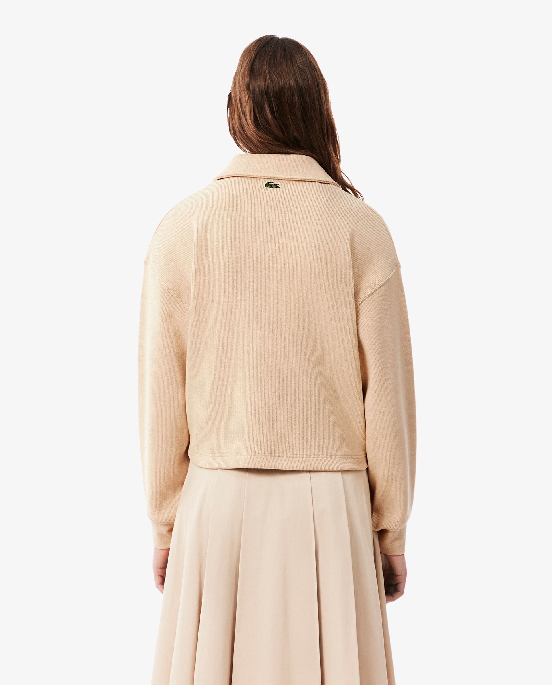 Sudadera de mujer oversize de cuello de polo de mujer de canalé en - Lacoste - Negro Negro-2