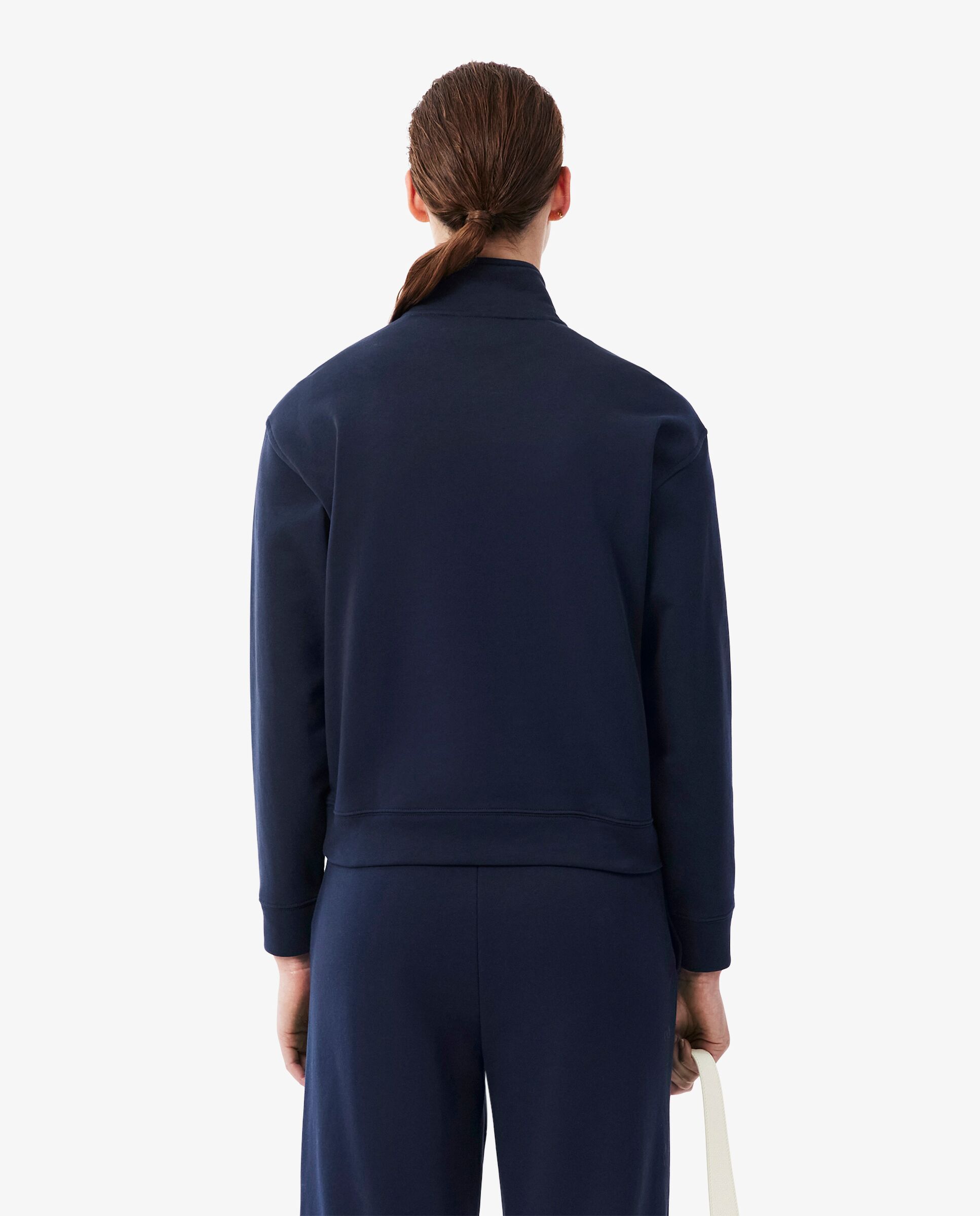 Sudadera de mujer de cuello alto con cremallera de felpa con insignia en azul - Lacoste - Azul marino Azul marino-2