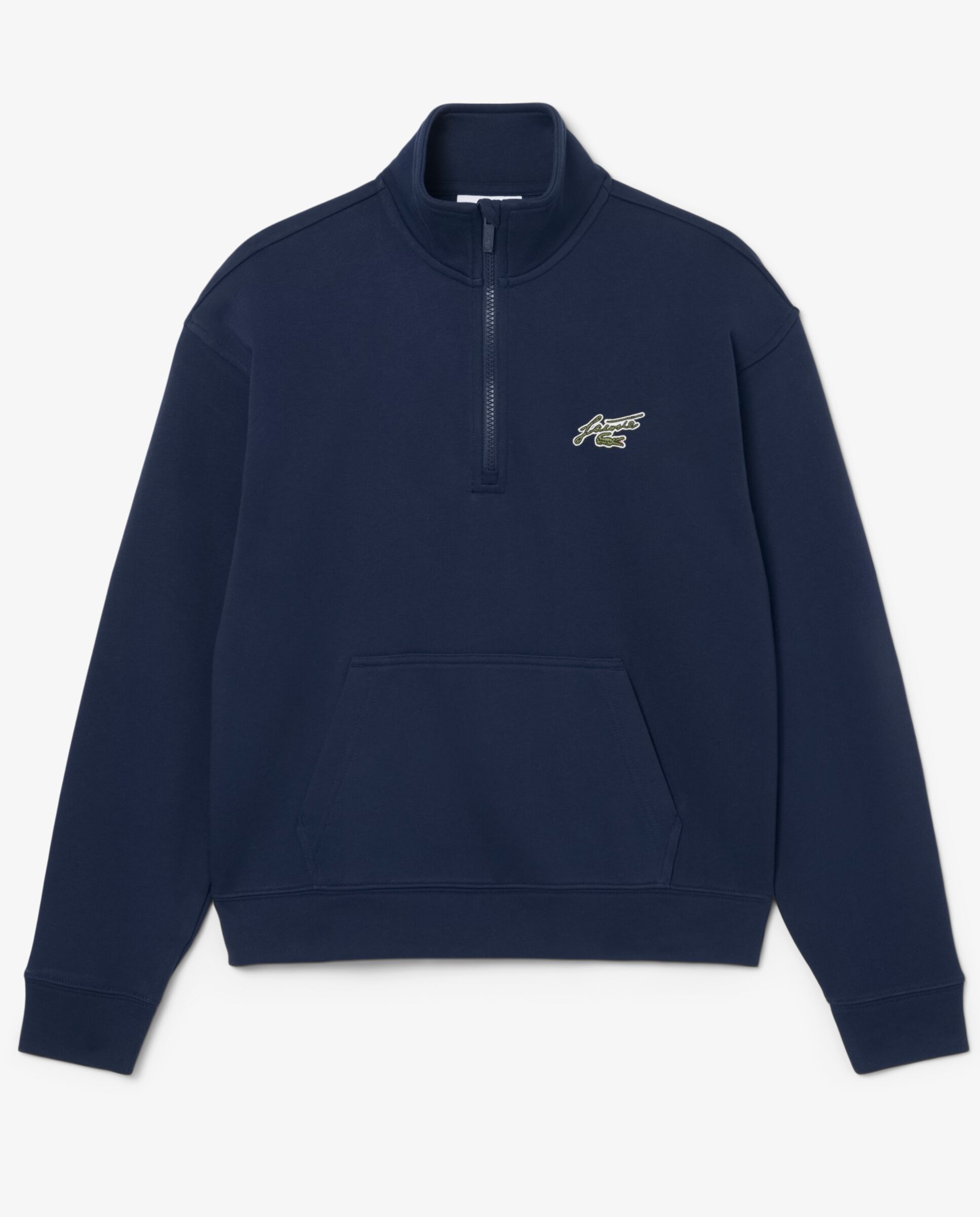 Sudadera de mujer de cuello alto con cremallera de felpa con insignia en azul - Lacoste - Azul marino Azul marino-6