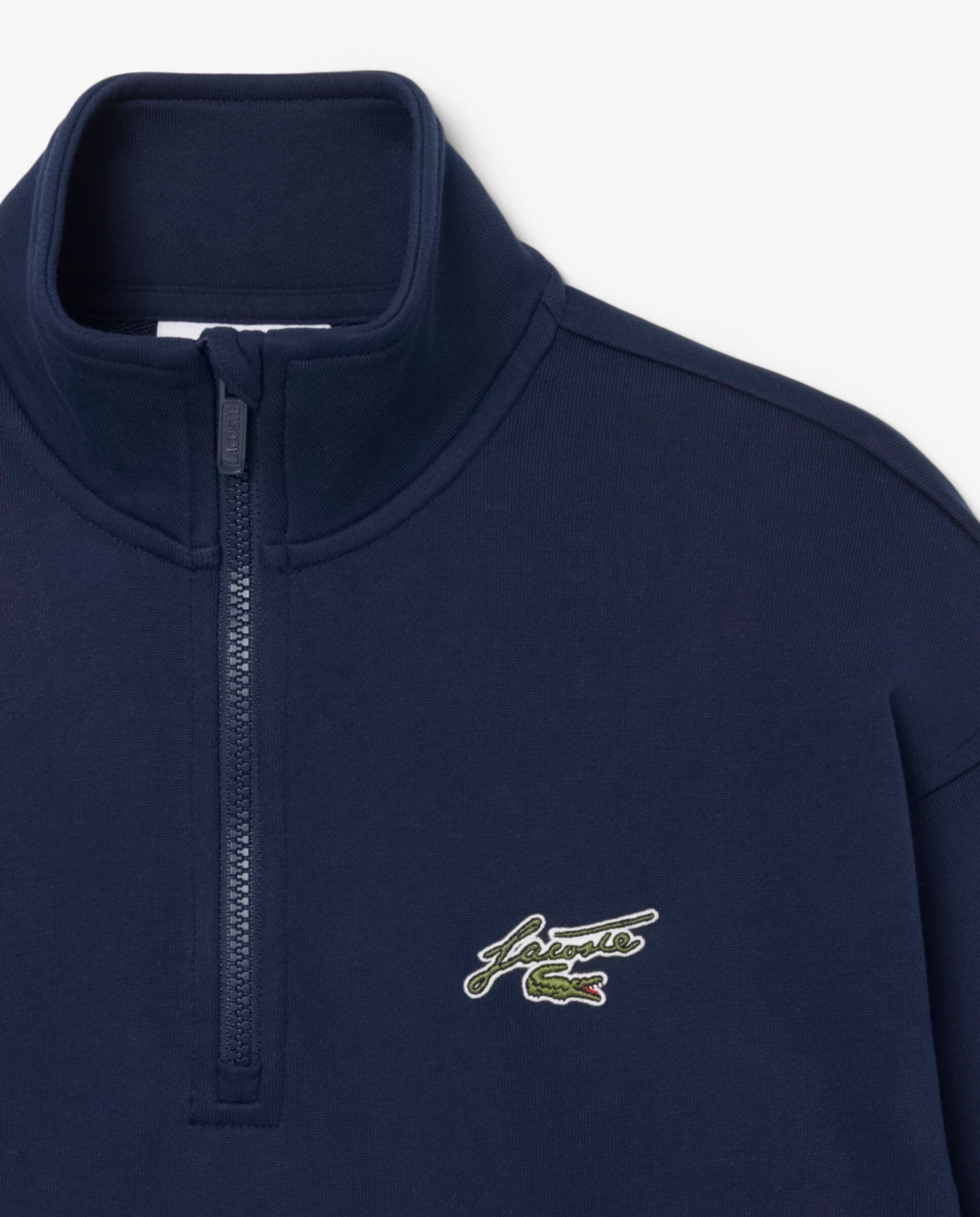 Sudadera de mujer de cuello alto con cremallera de felpa con insignia en azul - Lacoste - Azul marino Azul marino-5