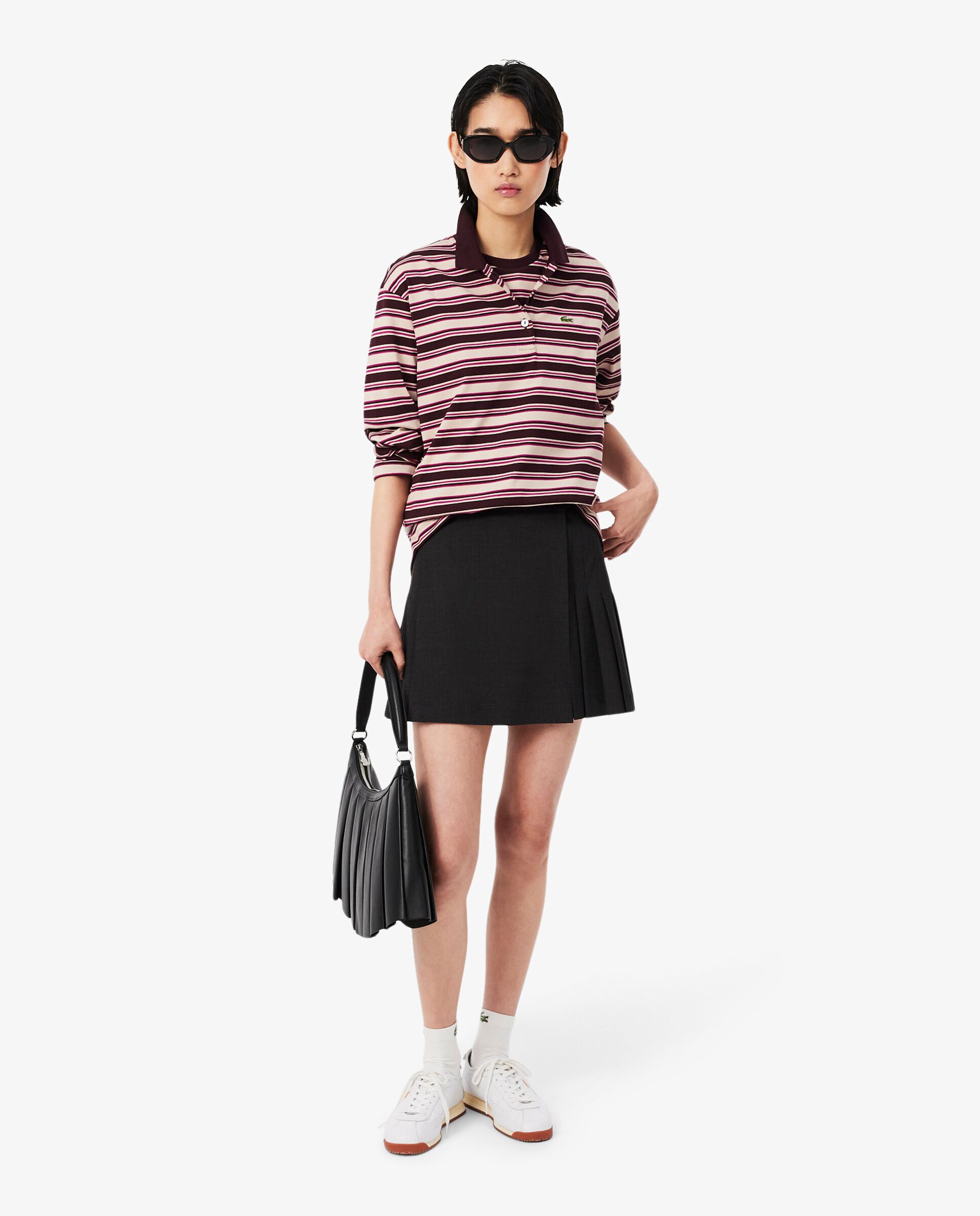 Polo de mujer oversize de manga larga de rayas en - Lacoste - Marrón Marrón-4