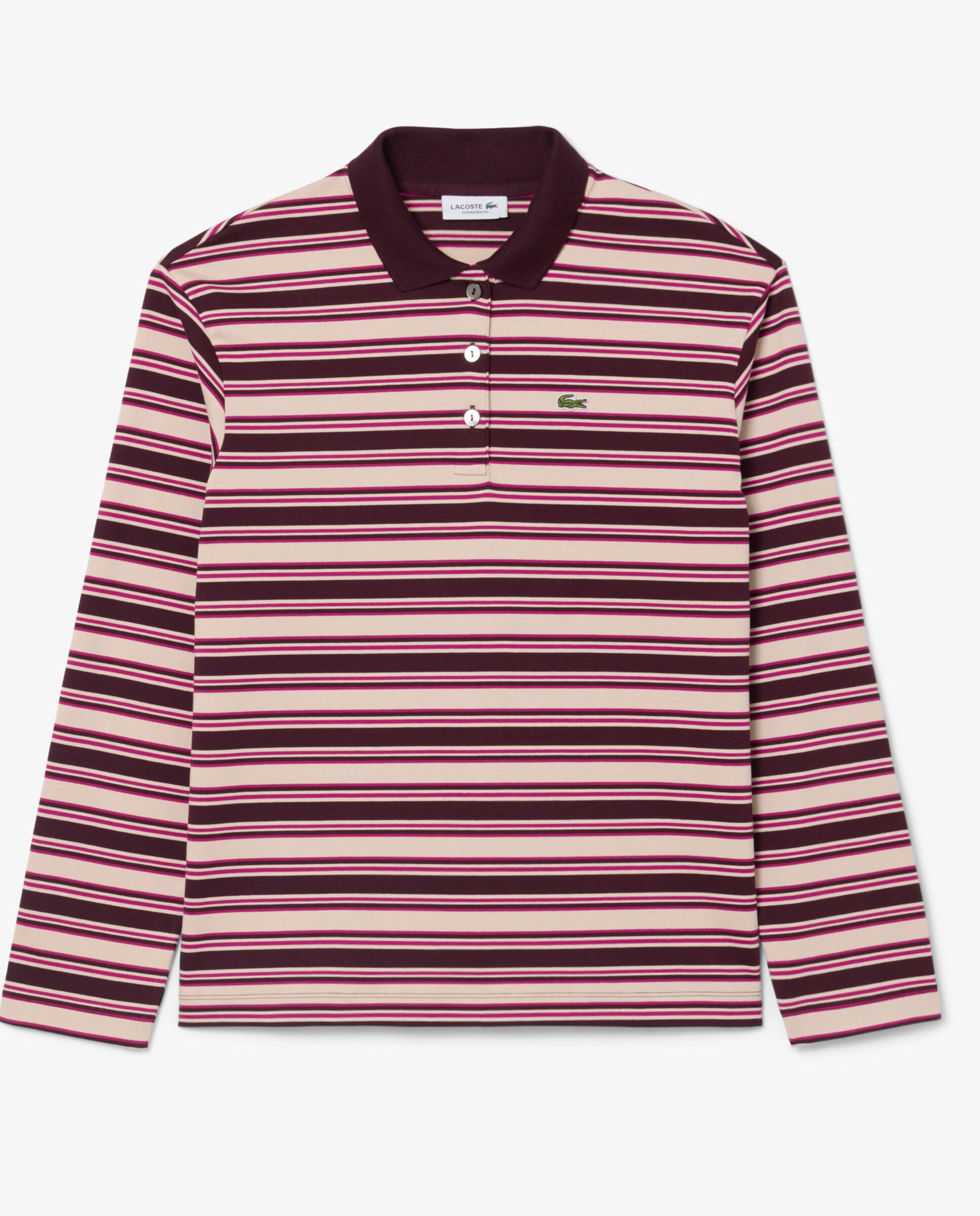 Polo de mujer oversize de manga larga de rayas en - Lacoste - Marrón Marrón-6