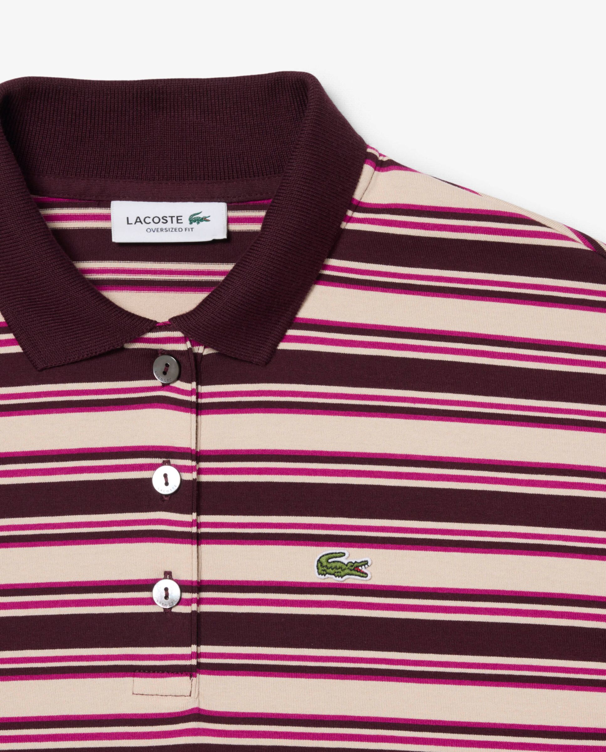 Polo de mujer oversize de manga larga de rayas en - Lacoste - Marrón Marrón-5
