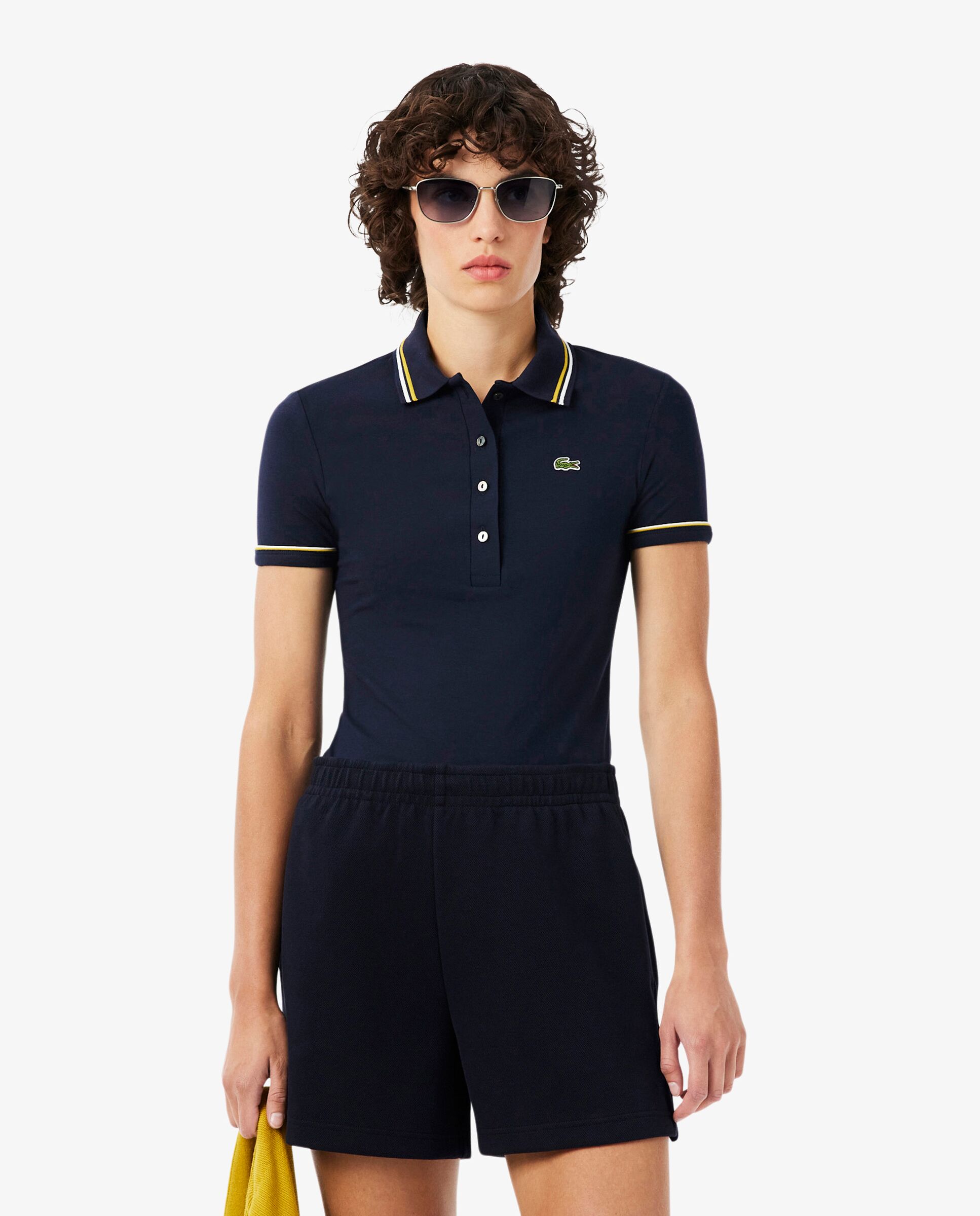 Polo de mujer con ribete de corte ajustado de manga corta - Lacoste - Amarillo Amarillo-1