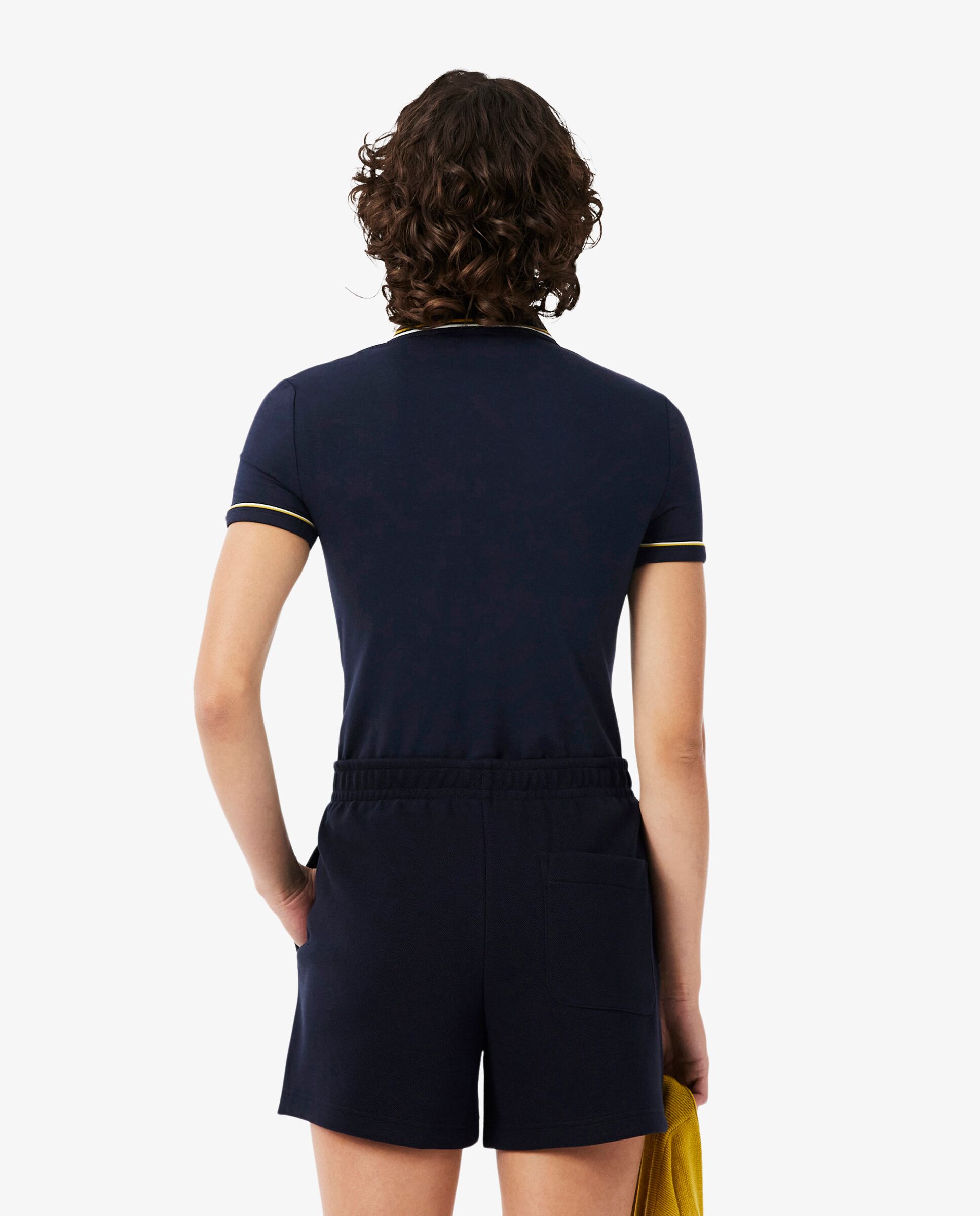 Polo de mujer con ribete de corte ajustado de manga corta - Lacoste - Amarillo Amarillo-2