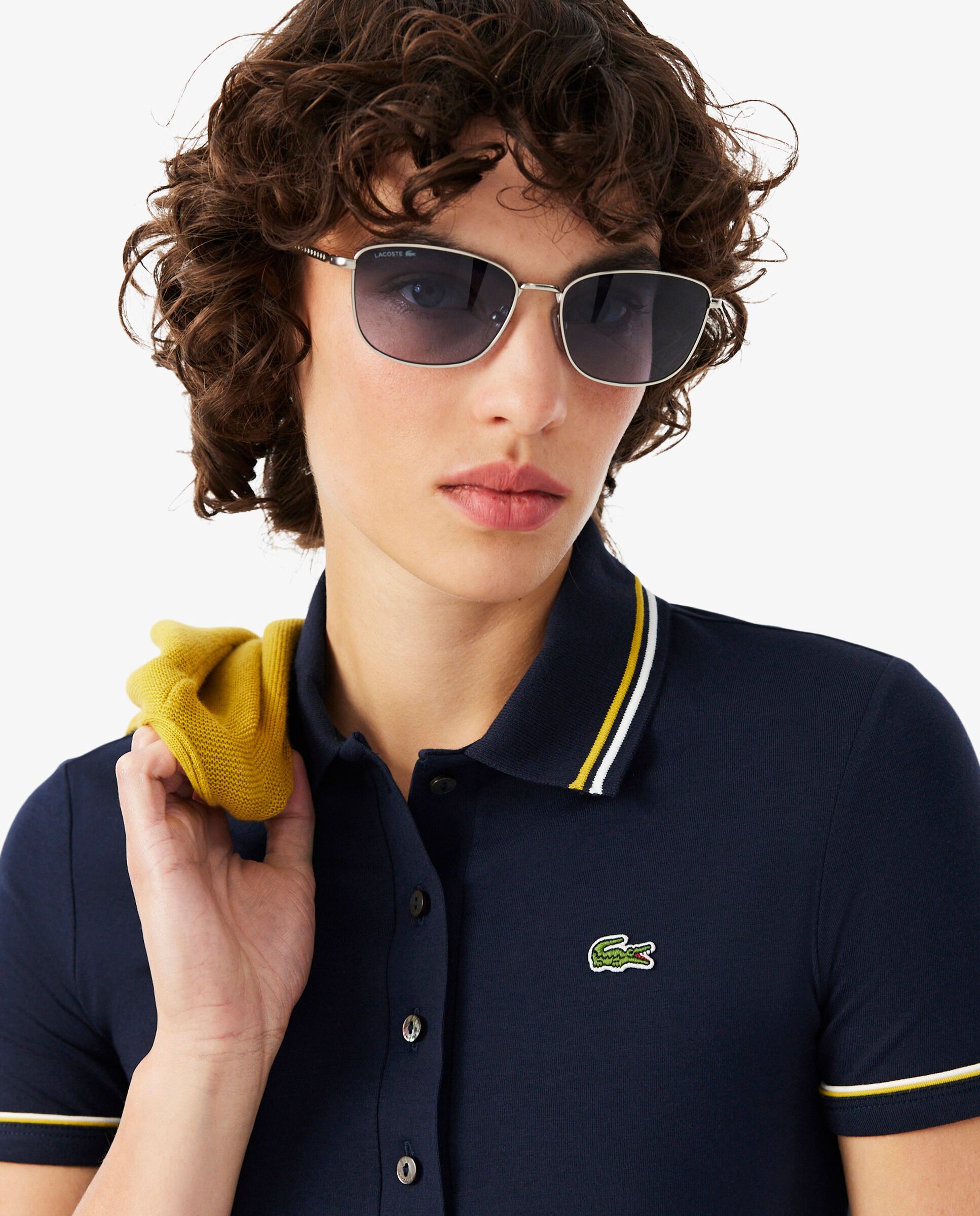 Polo de mujer con ribete de corte ajustado de manga corta - Lacoste - Amarillo Amarillo-3
