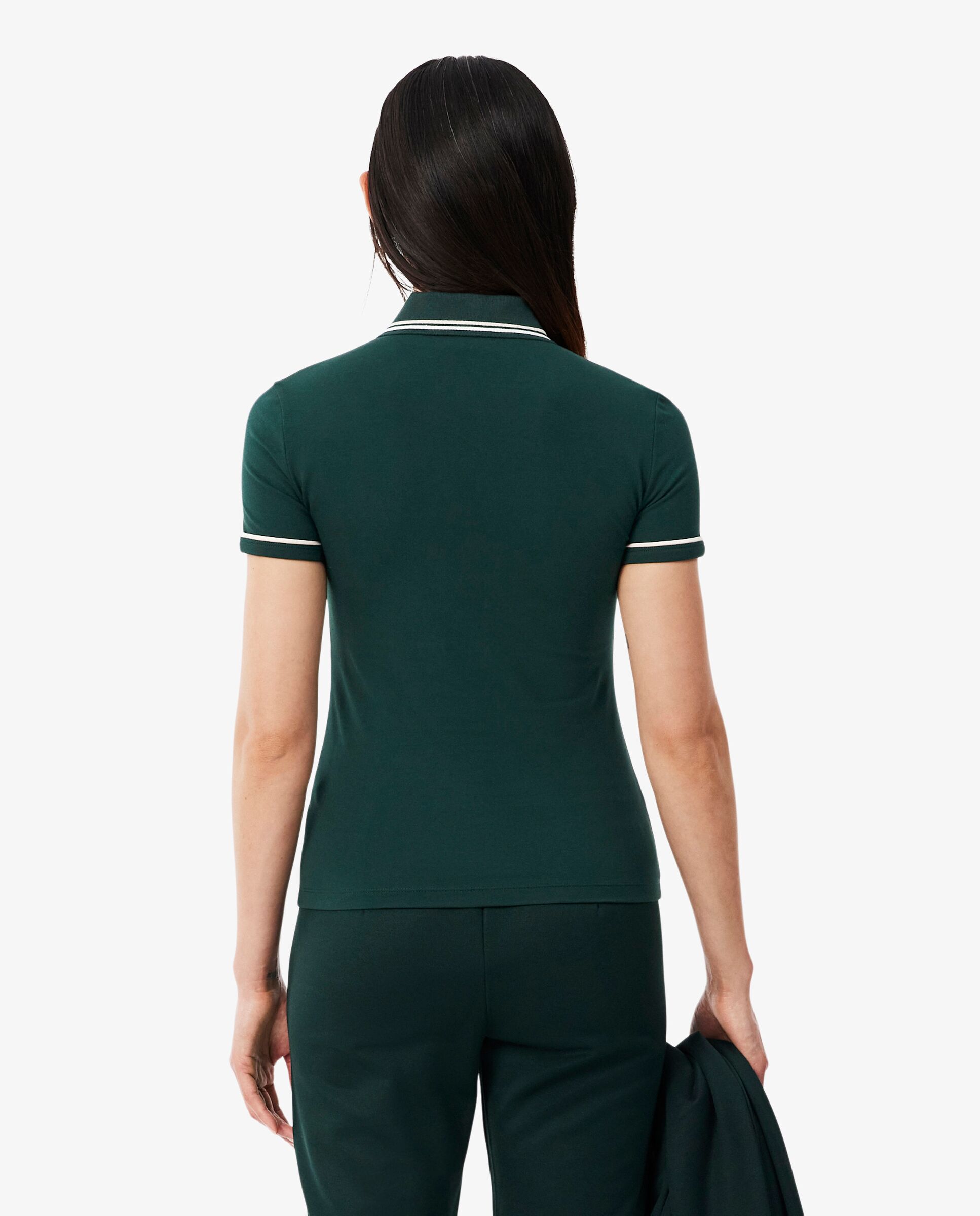 Polo de mujer con ribete de corte ajustado de manga corta - Lacoste - Verde Verde-2