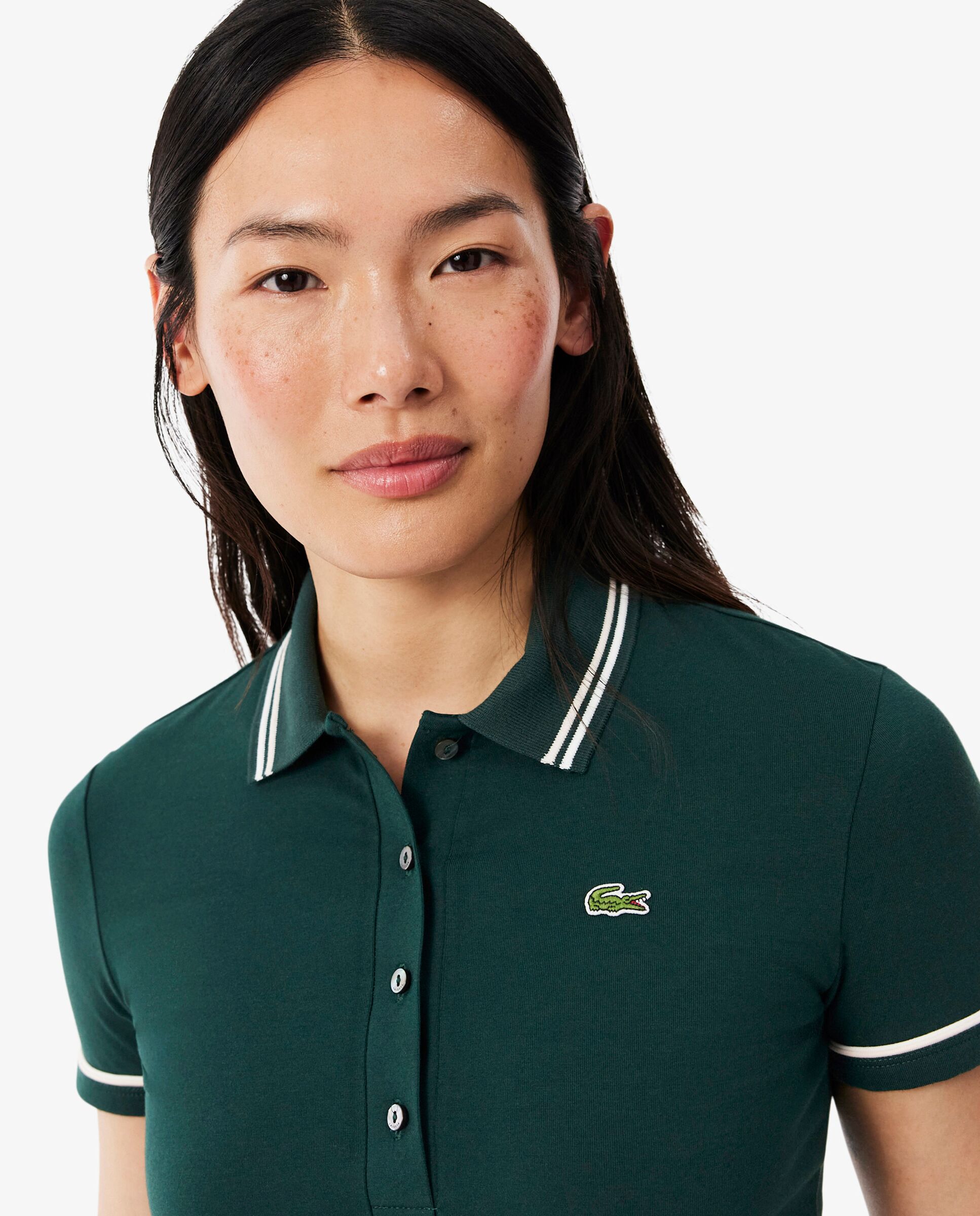 Polo de mujer con ribete de corte ajustado de manga corta - Lacoste - Verde Verde-3