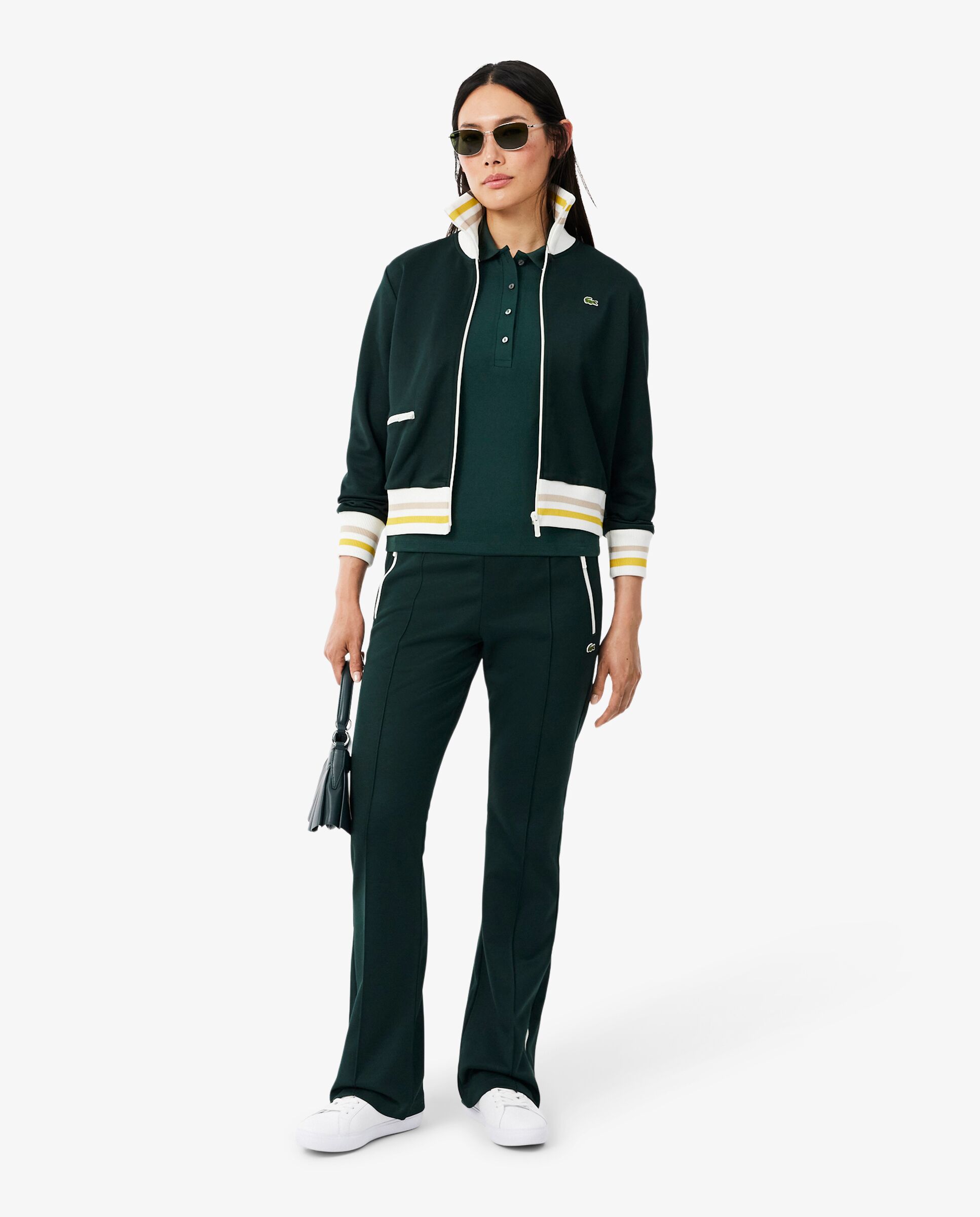 Polo de mujer con ribete de corte ajustado de manga corta - Lacoste - Verde Verde-4