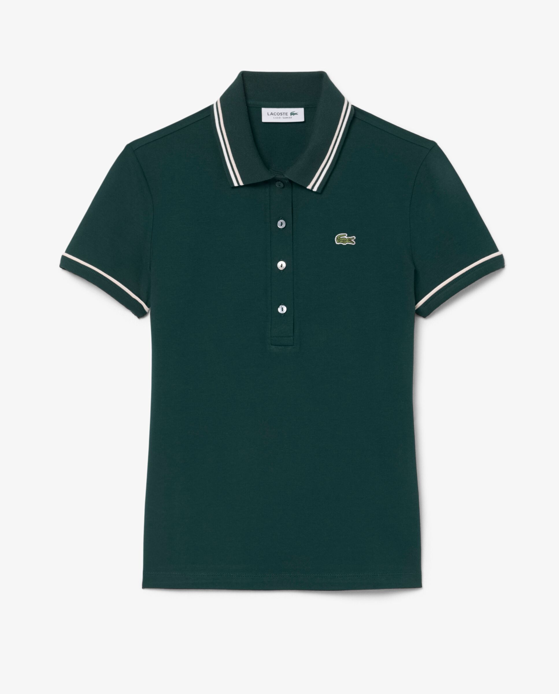 Polo de mujer con ribete de corte ajustado de manga corta - Lacoste - Verde Verde-6