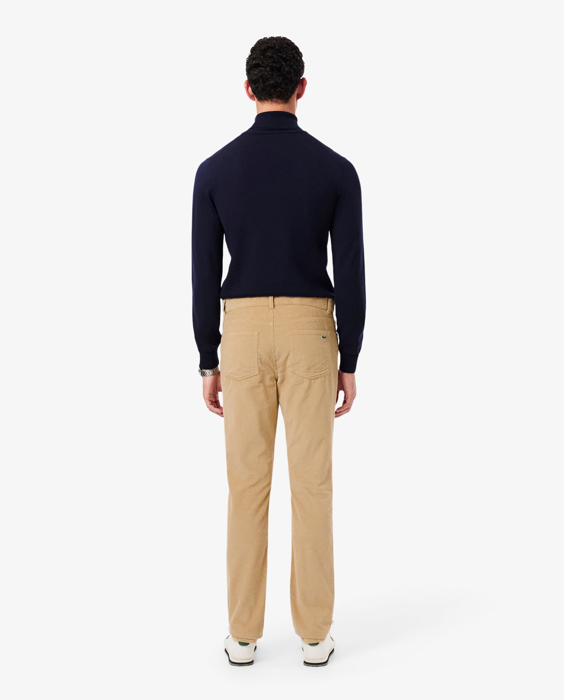Pantalón de hombre de pana de corte ajustado en marrón - Lacoste - Beige Beige-2