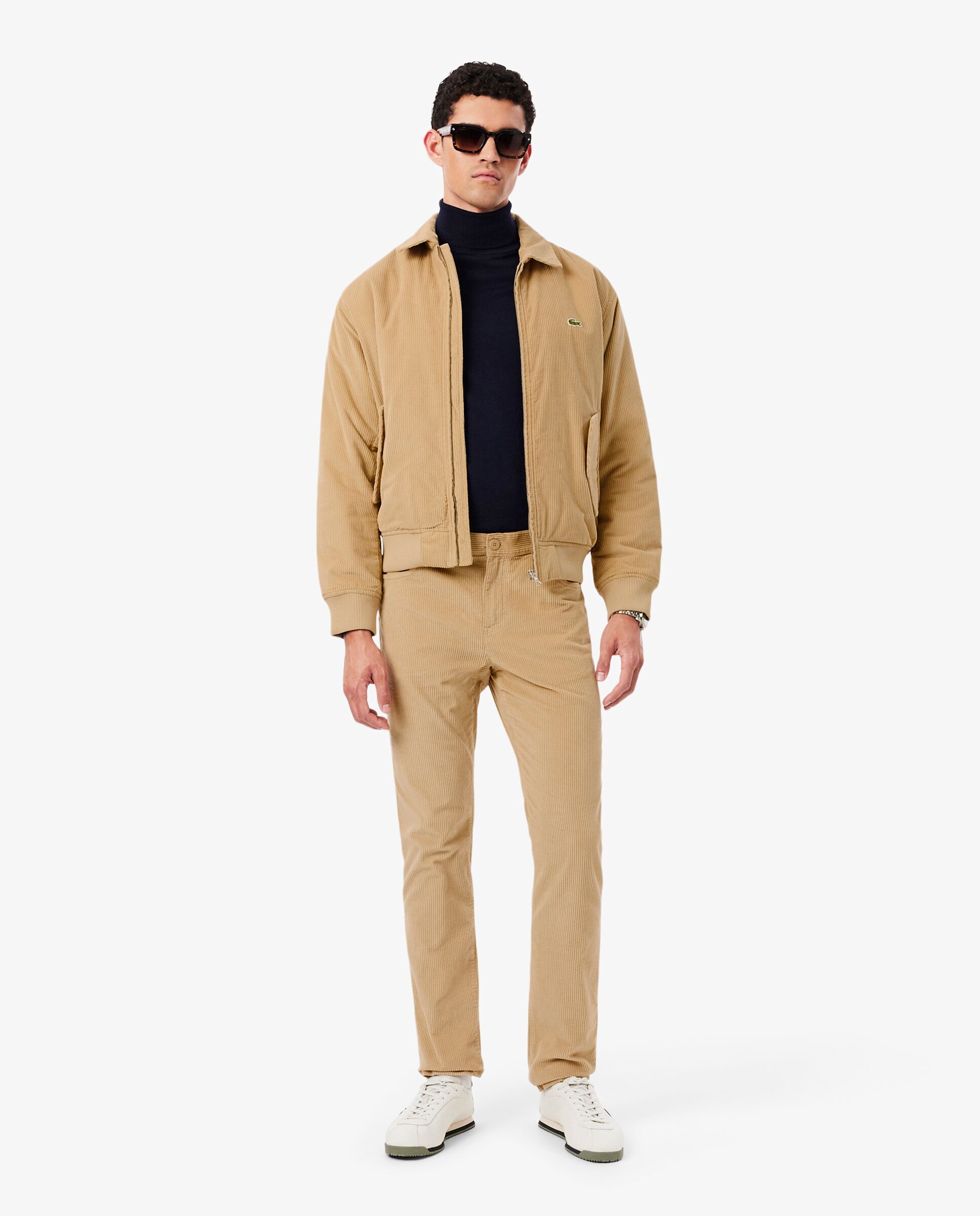 Pantalón de hombre de pana de corte ajustado en marrón - Lacoste - Beige Beige-4