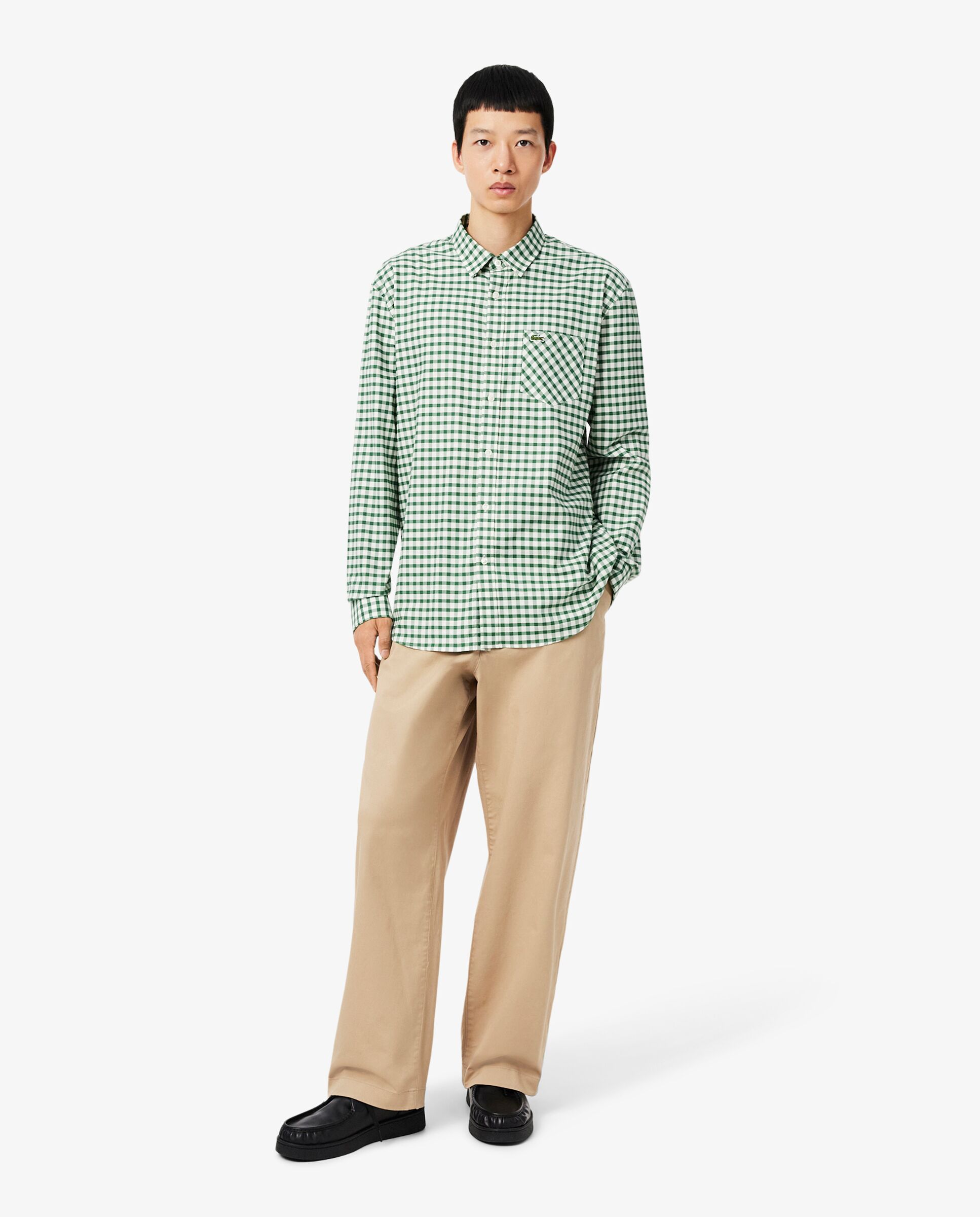 Pantalón de hombre chino de corte amplio de algodón elástico en marrón - Lacoste - Beige Beige-1