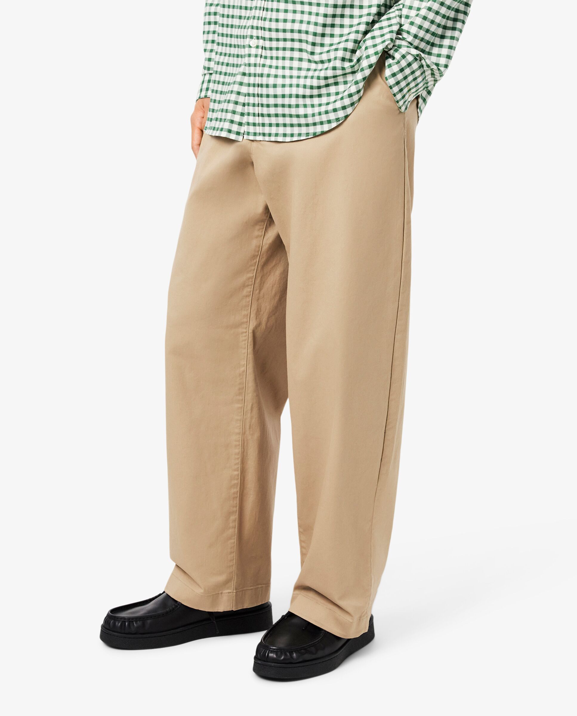 Pantalón de hombre chino de corte amplio de algodón elástico en marrón - Lacoste - Beige Beige-3