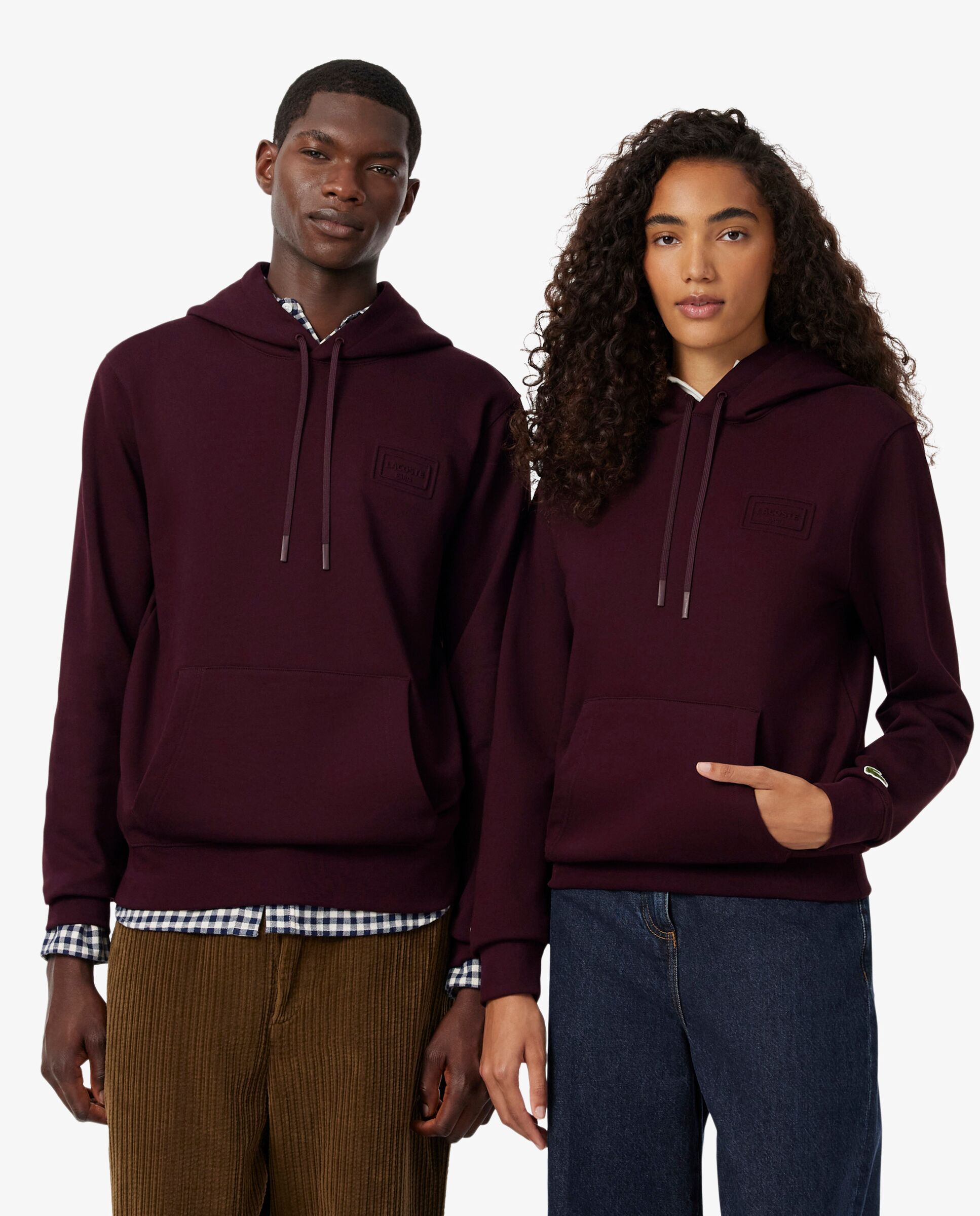 Sudadera unisex con capucha con detalles de marca estampados en relieve en azul - Lacoste - Marrón Marrón-1