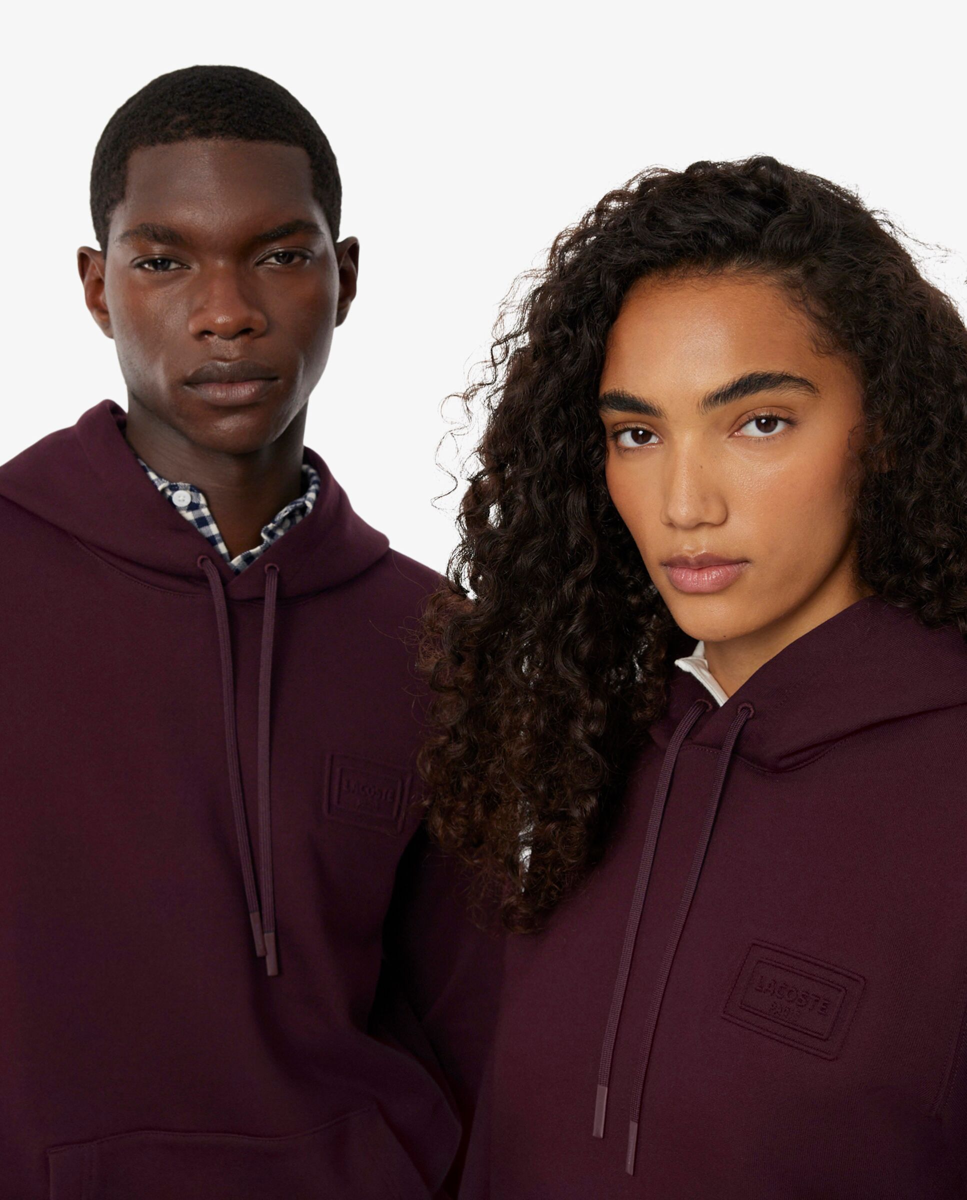 Sudadera unisex con capucha con detalles de marca estampados en relieve en azul - Lacoste - Marrón Marrón-3