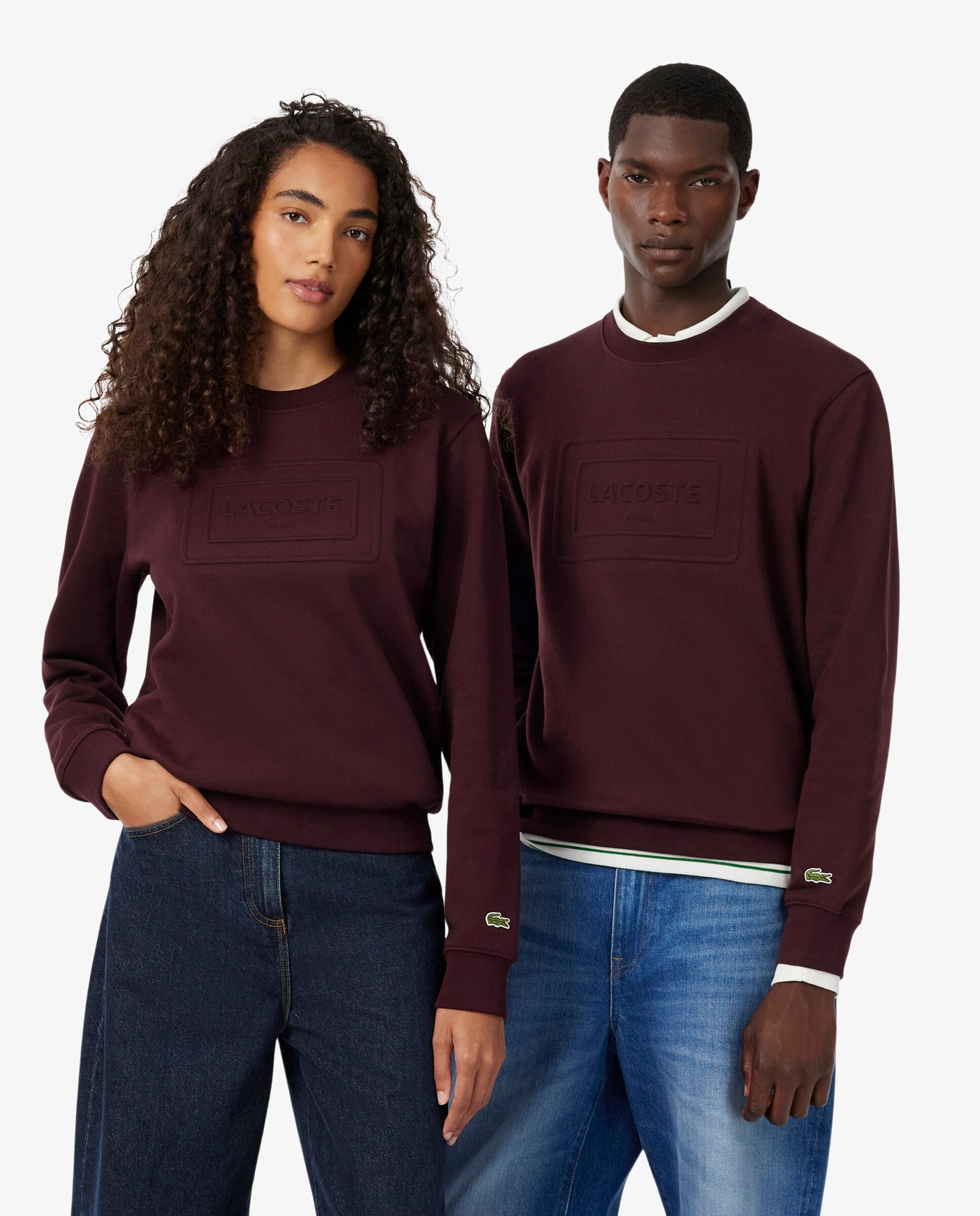 Sudadera unisex de felpa con estampados en relieve en - Lacoste - Marrón Marrón-1