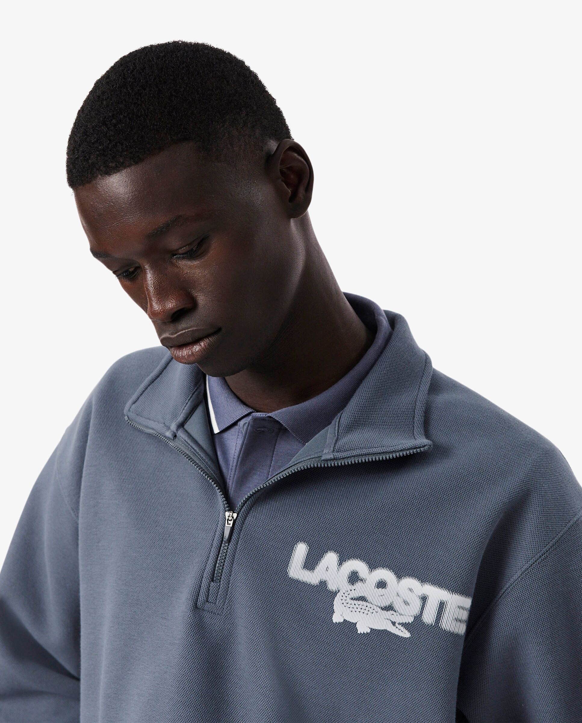 Sudadera de hombre de piqué con detalles de la marca en - Lacoste - Gris Gris-3