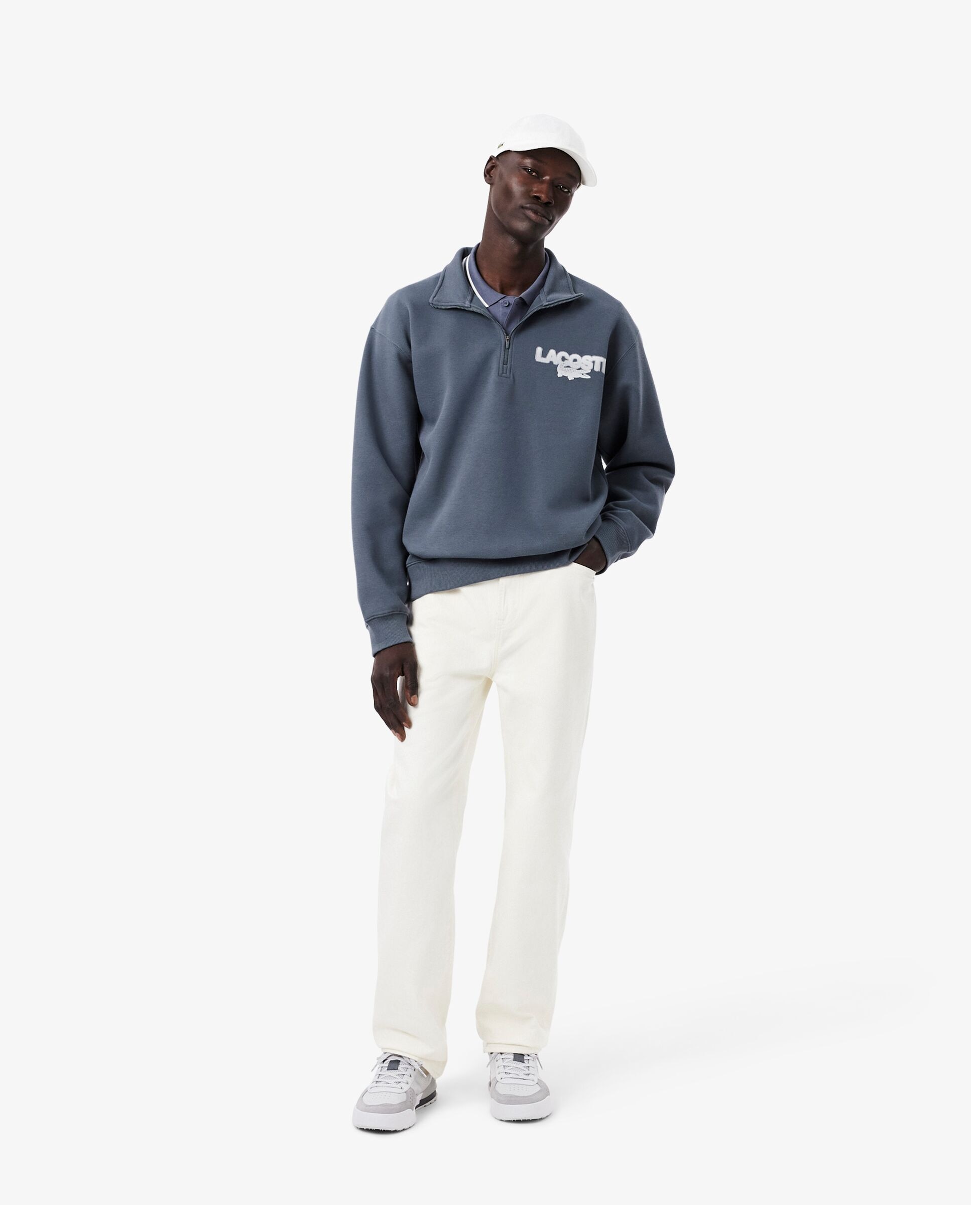 Sudadera de hombre de piqué con detalles de la marca en - Lacoste - Gris Gris-4