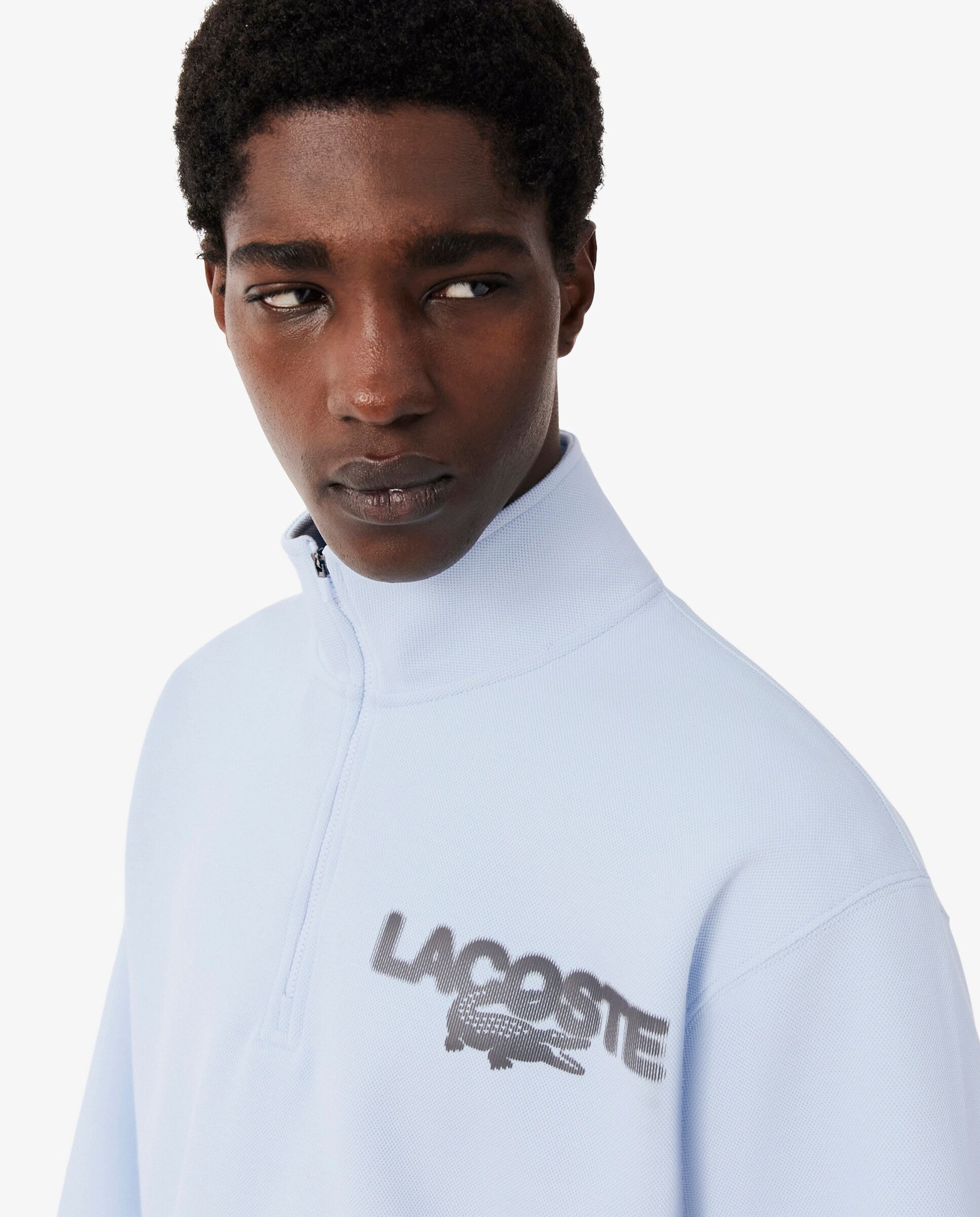 Sudadera de hombre de piqué con detalles de la marca en gris - Lacoste - Azul claro Azul claro-3