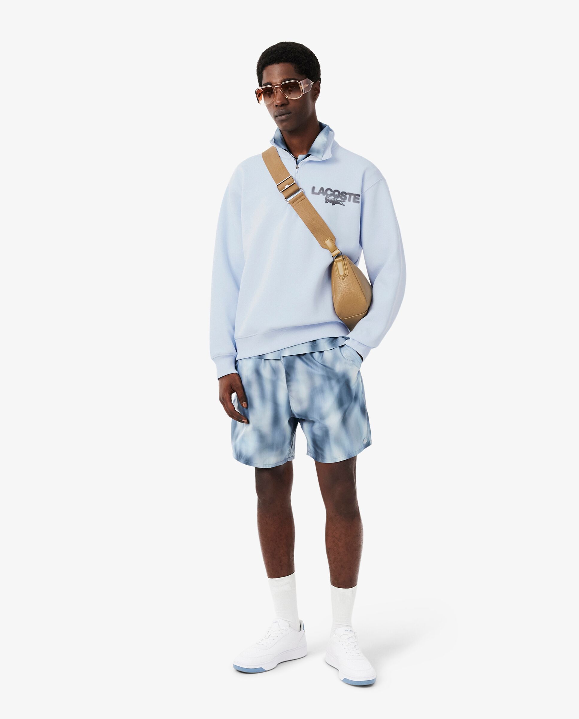 Sudadera de hombre de piqué con detalles de la marca en gris - Lacoste - Azul claro Azul claro-4