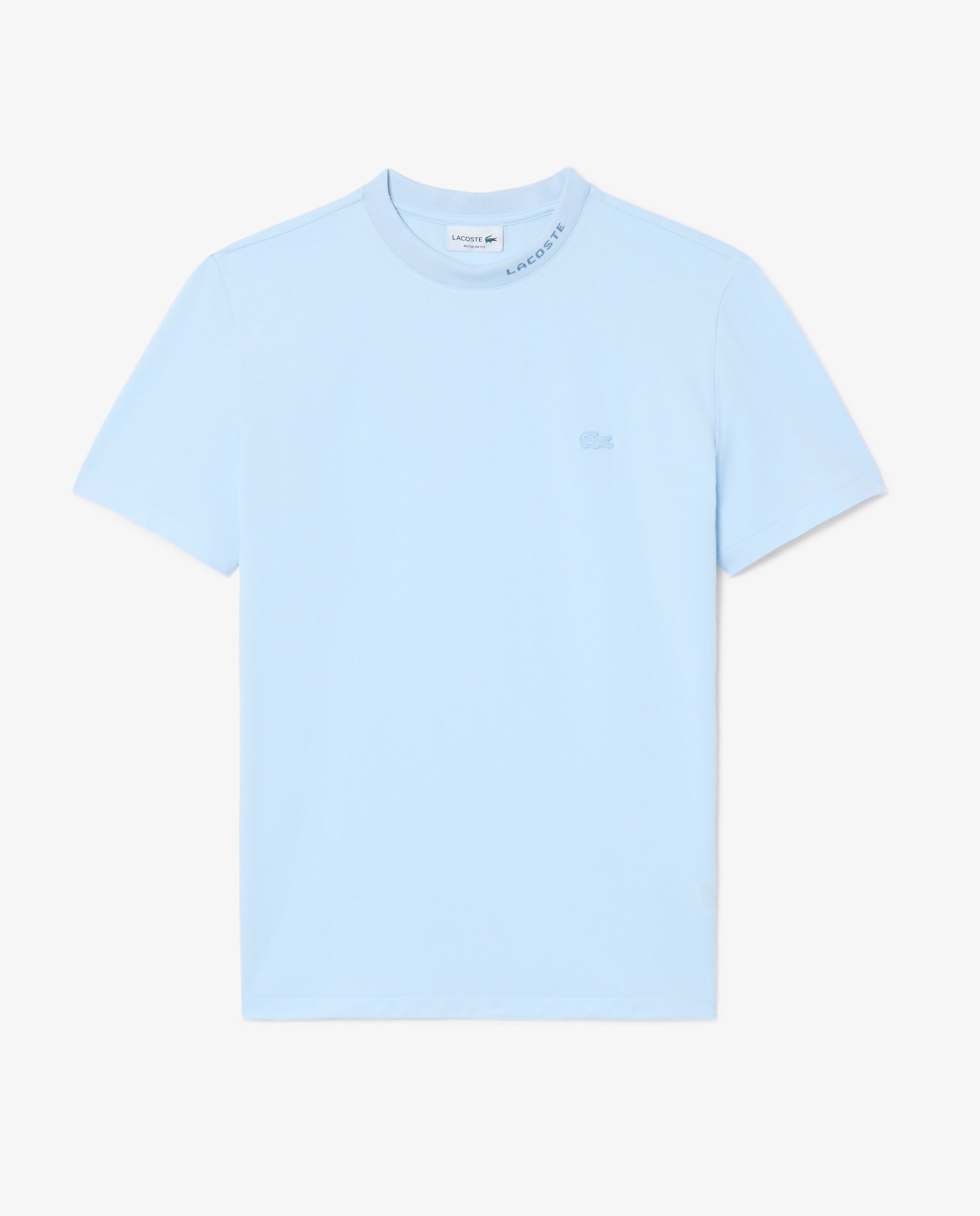 Camiseta de hombre de piqué con detalles de marca de jacquard de manga corta - Lacoste - Azul claro Azul claro-6