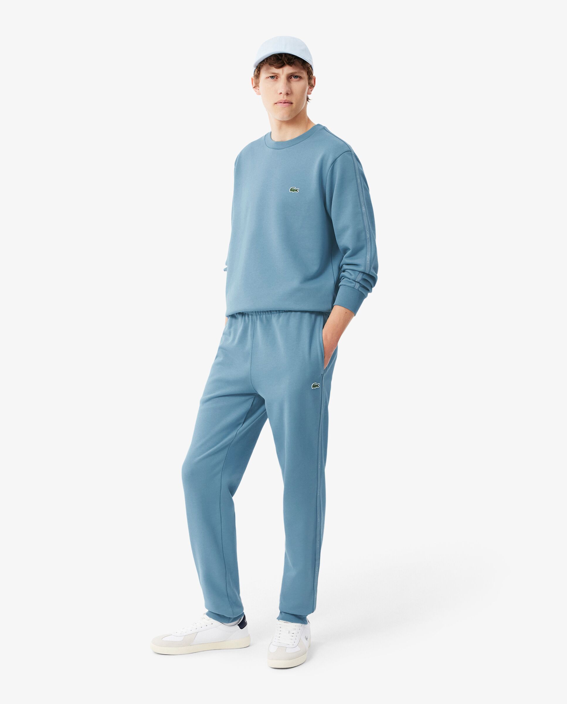Pantalón de hombre de chándal de hombre con raya y logotipo en negro - Lacoste - Azul claro Azul claro-1